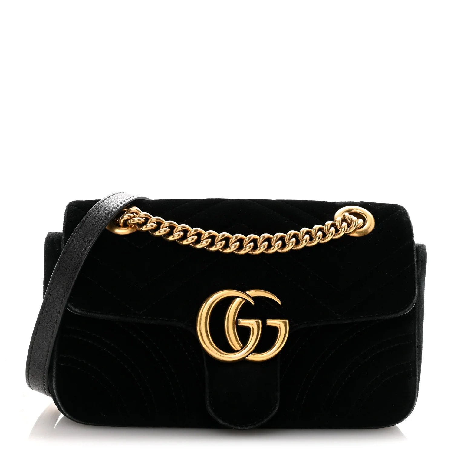 Velvet Matelasse Mini GG Marmont Shoulder Bag Black