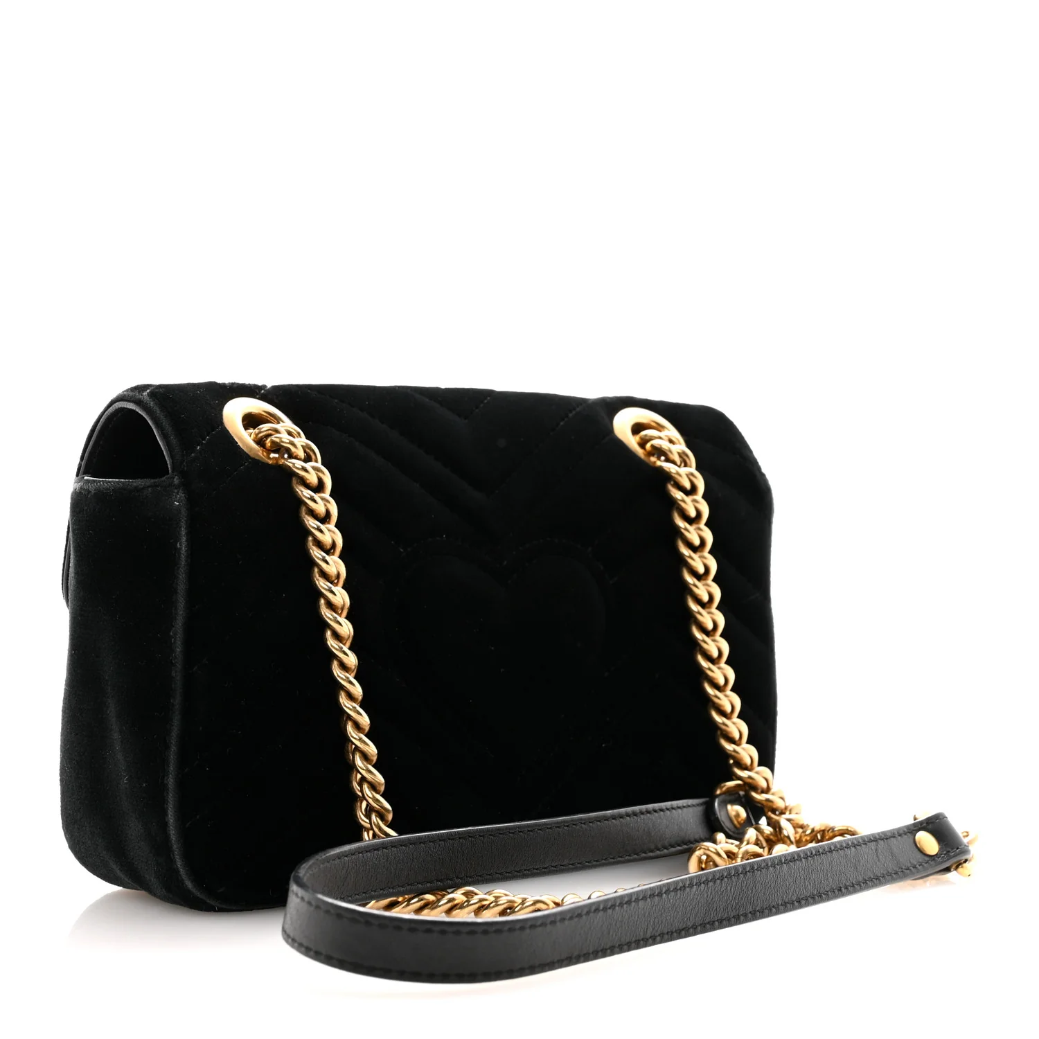 Velvet Matelasse Mini GG Marmont Shoulder Bag Black - Image 3