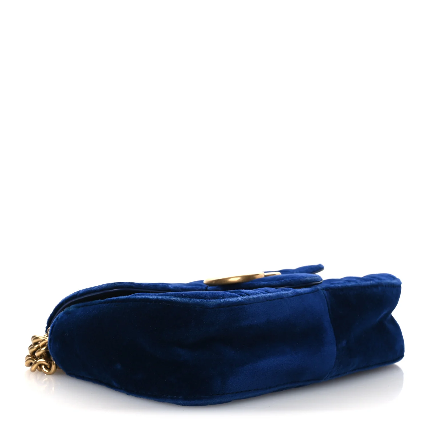 Velvet Matelasse Mini GG Marmont Shoulder Bag Cobalt Blue - Image 4
