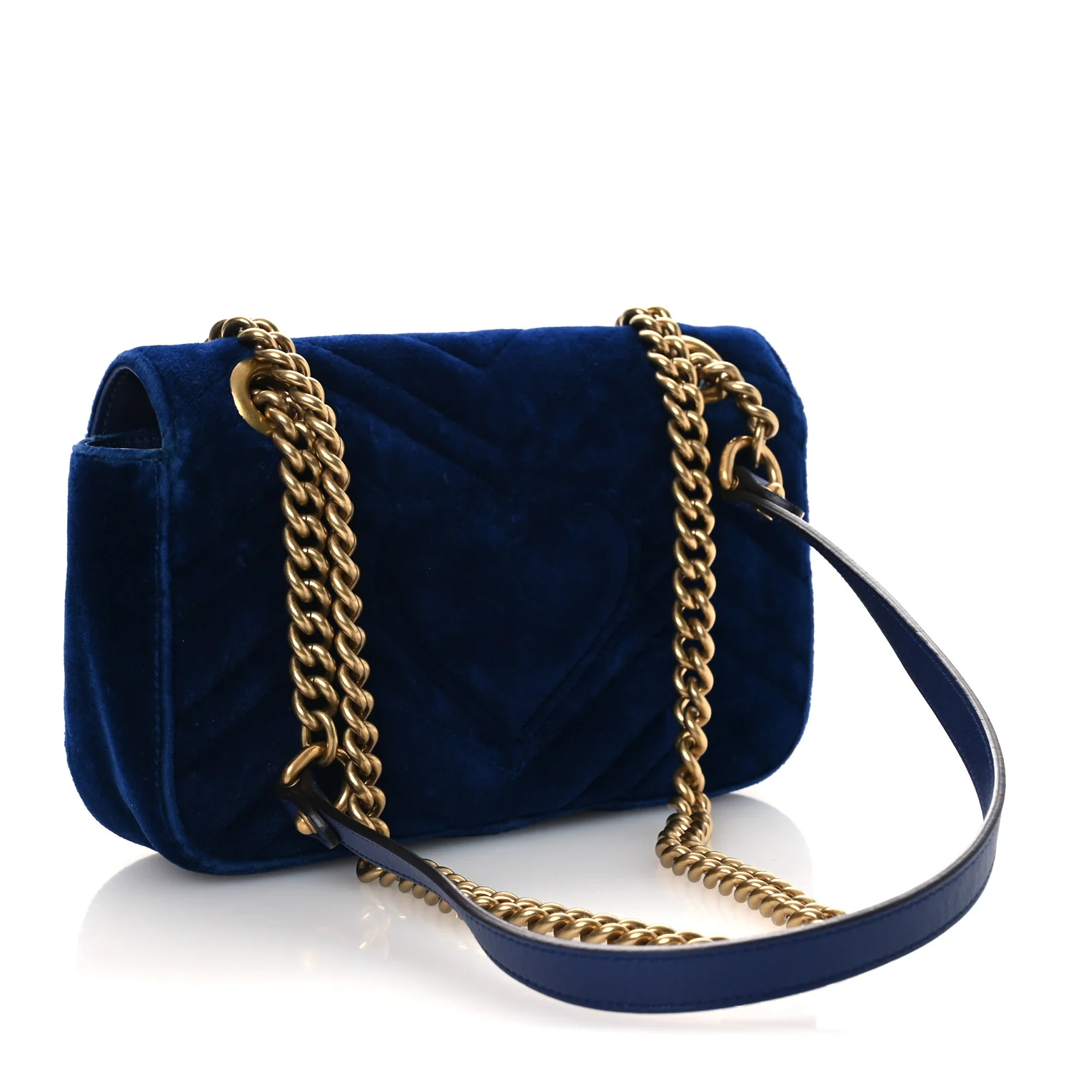 Velvet Matelasse Mini GG Marmont Shoulder Bag Cobalt Blue - Image 3