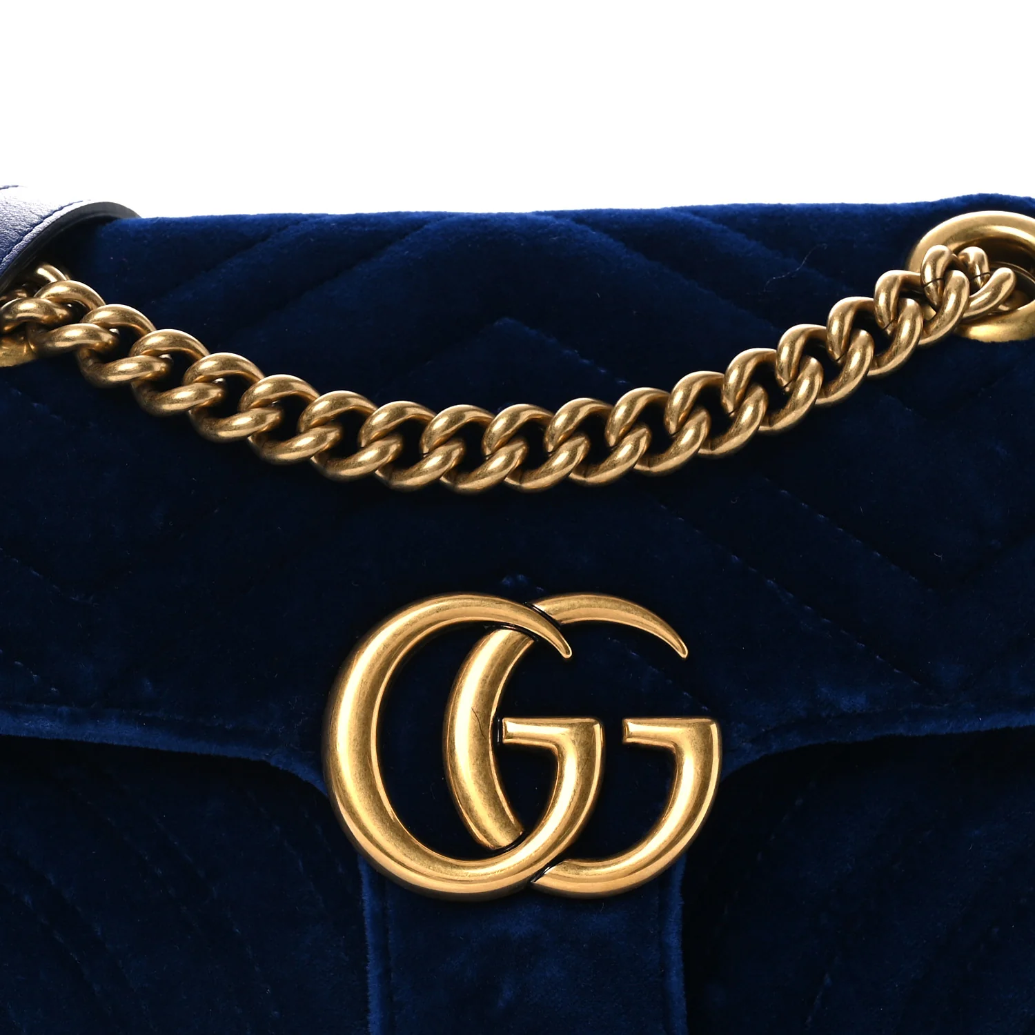 Velvet Matelasse Mini GG Marmont Shoulder Bag Cobalt Blue - Image 8