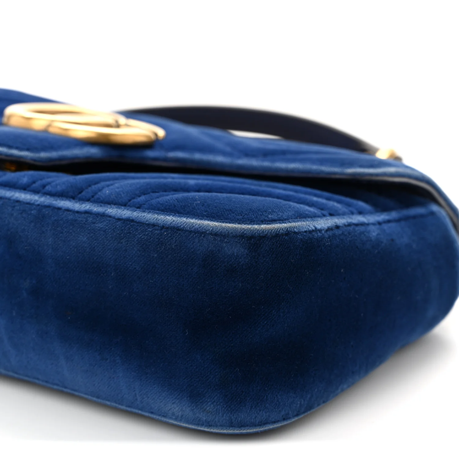 Velvet Matelasse Mini GG Marmont Shoulder Bag Cobalt Blue - Image 10