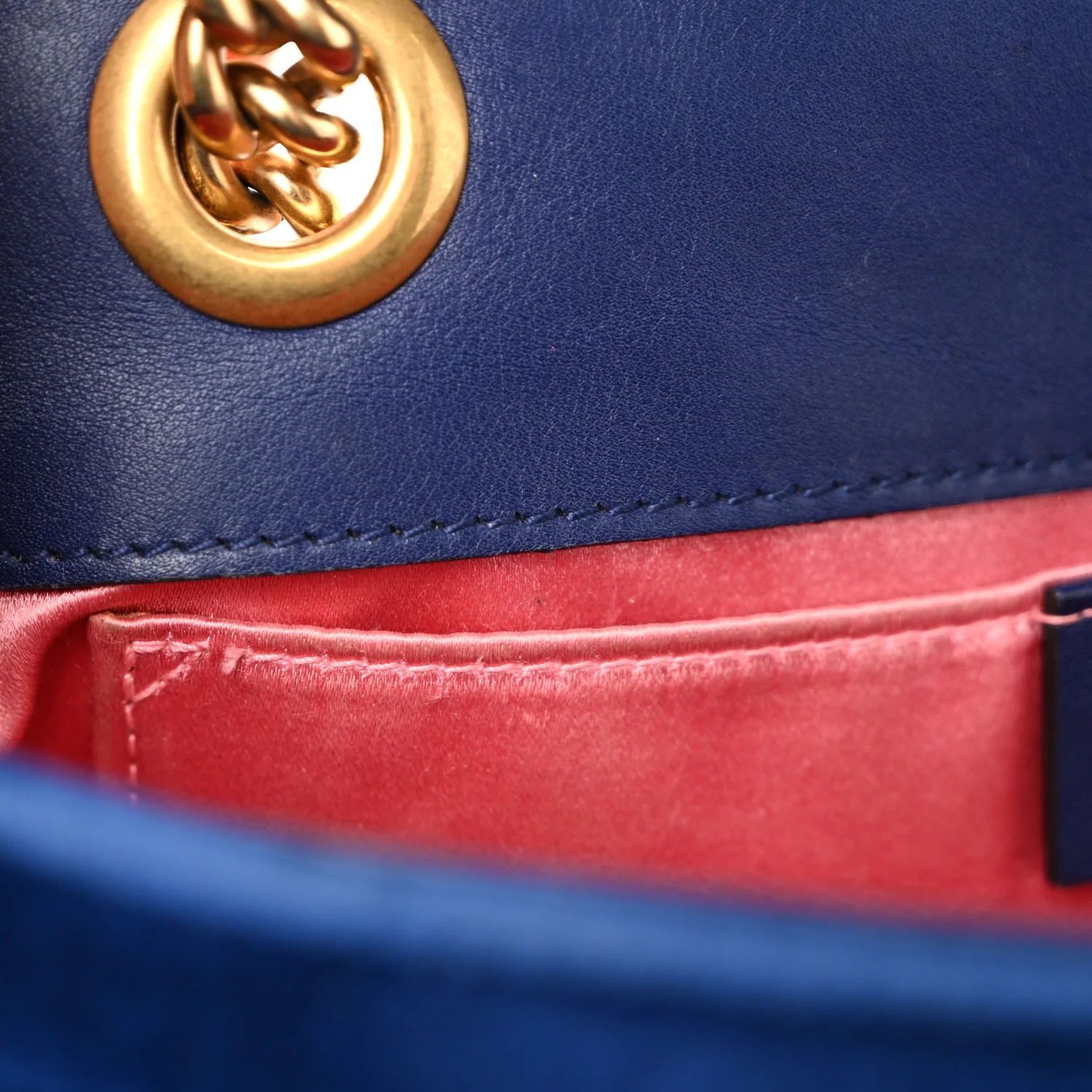 Velvet Matelasse Mini GG Marmont Shoulder Bag Cobalt Blue - Image 12