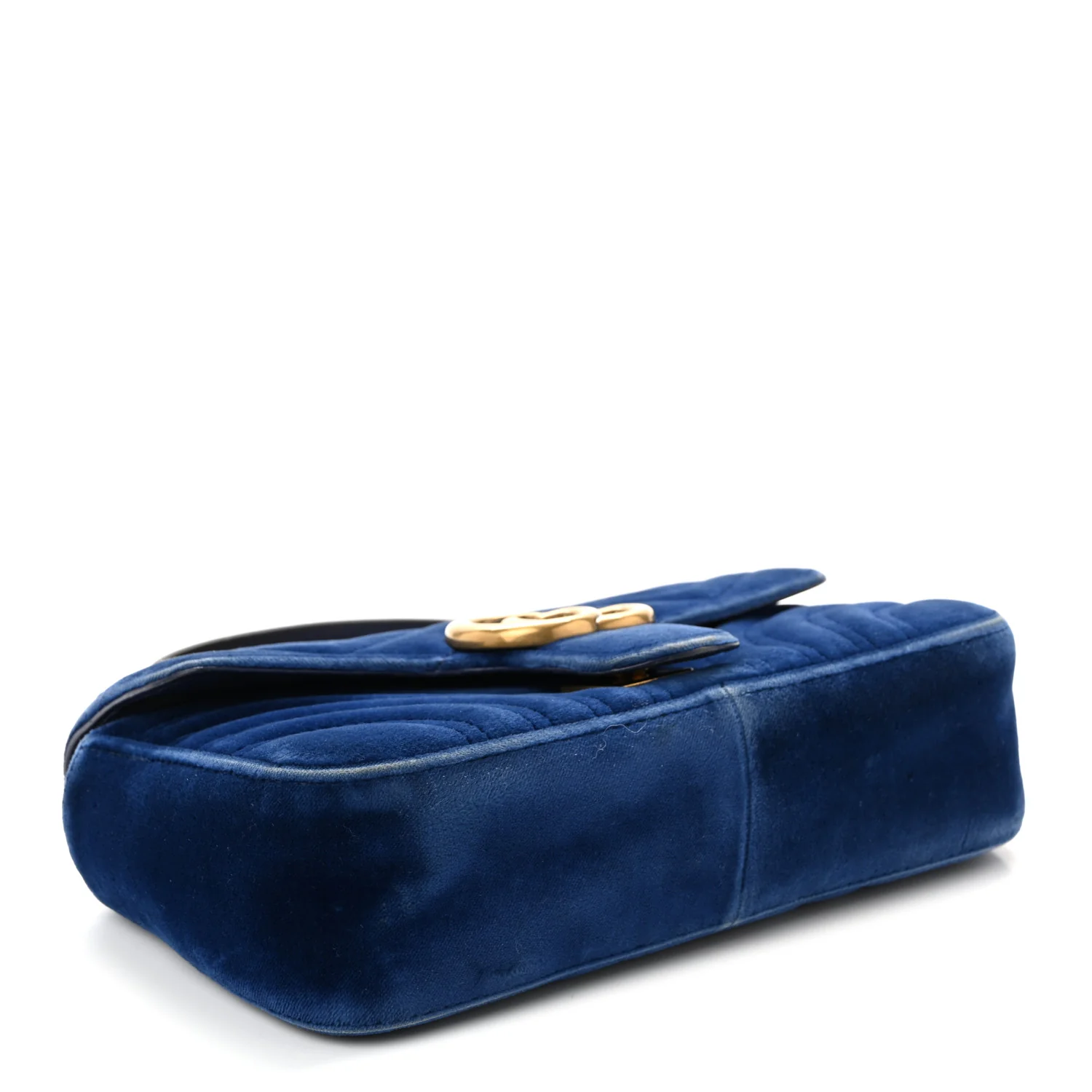 Velvet Matelasse Mini GG Marmont Shoulder Bag Cobalt Blue - Image 4