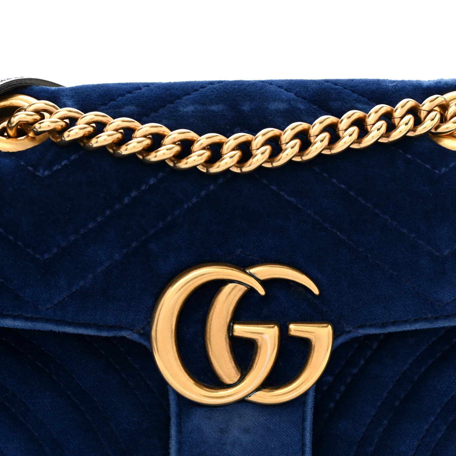 Velvet Matelasse Mini GG Marmont Shoulder Bag Cobalt Blue - Image 8