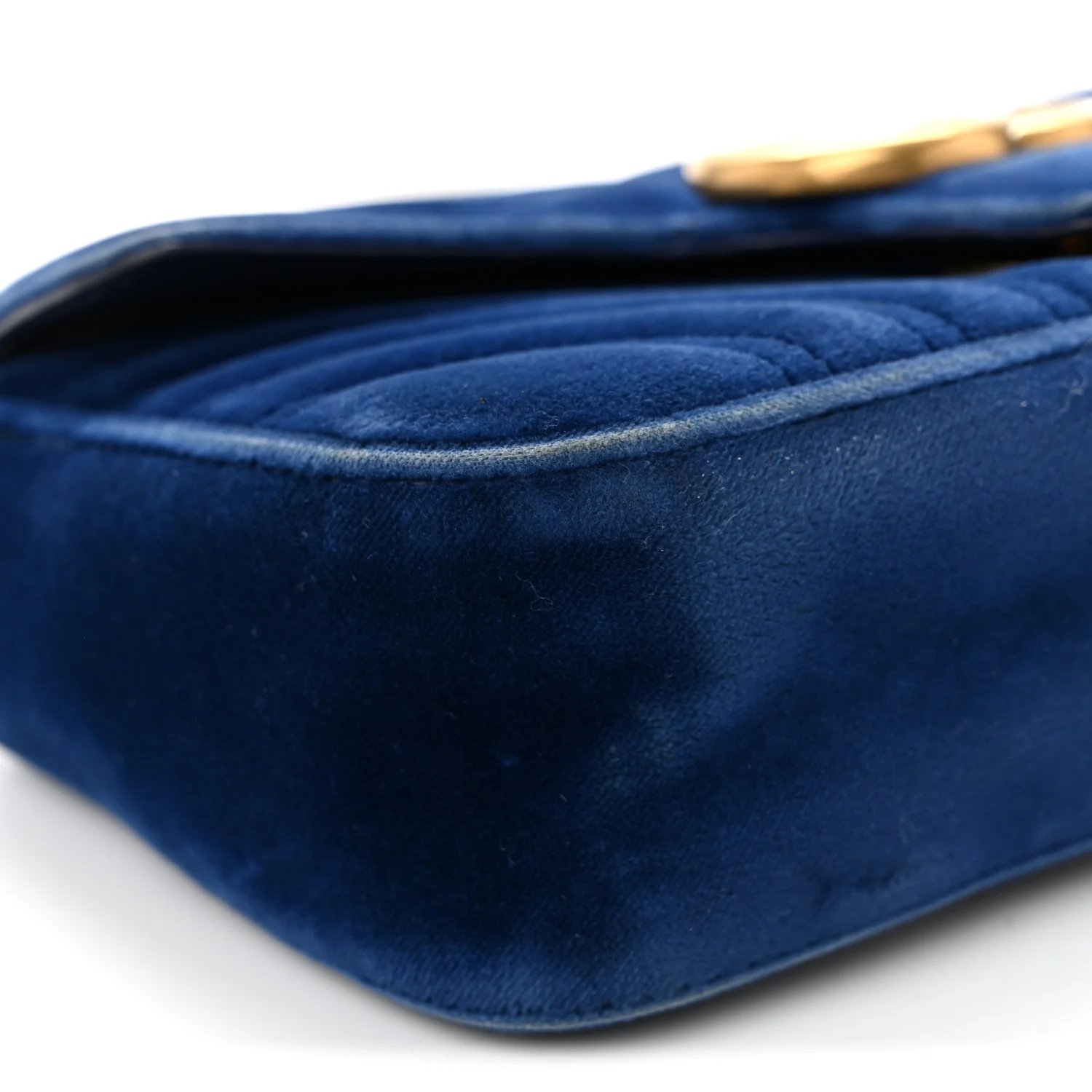 Velvet Matelasse Mini GG Marmont Shoulder Bag Cobalt Blue - Image 9