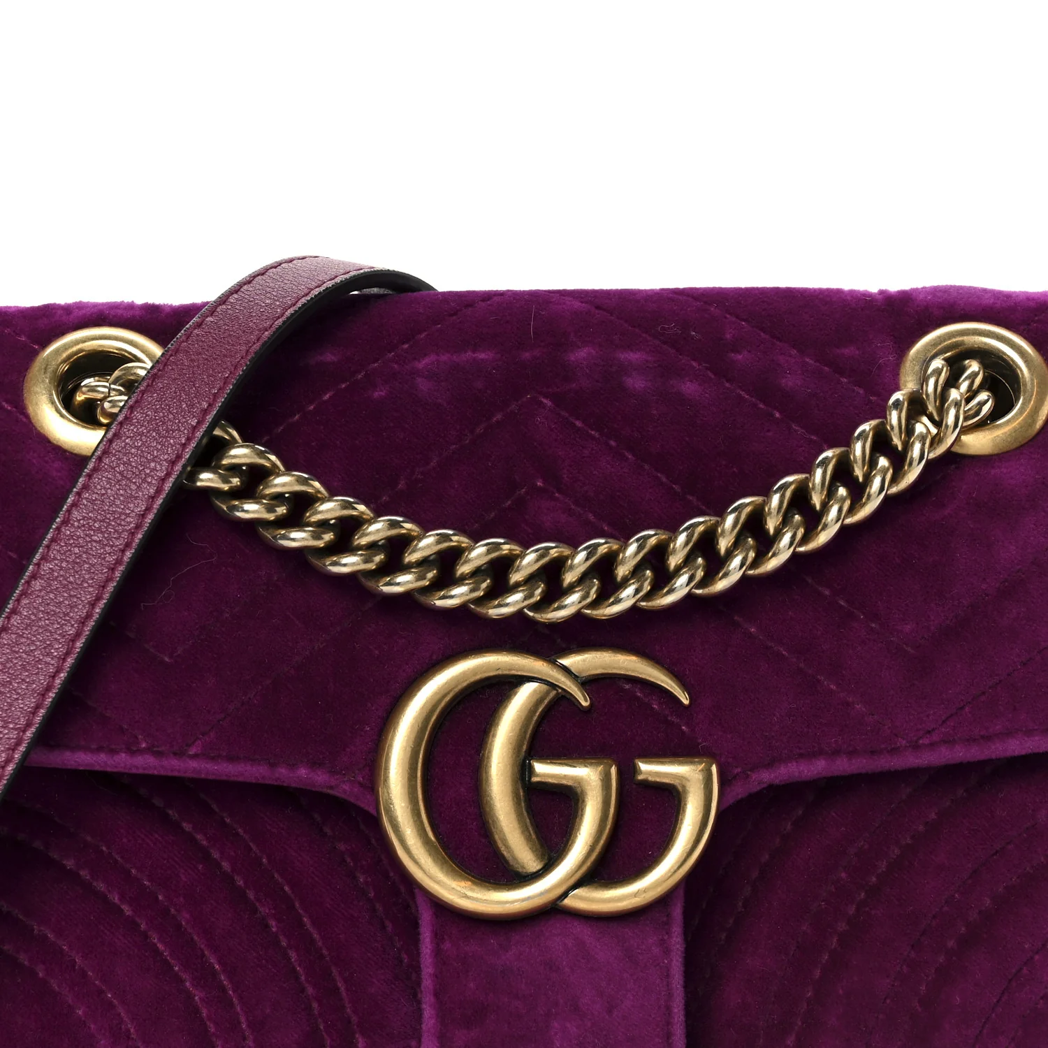 Velvet Matelasse Mini GG Marmont Shoulder Bag Fuchsia Violet Cyclamen - Image 9