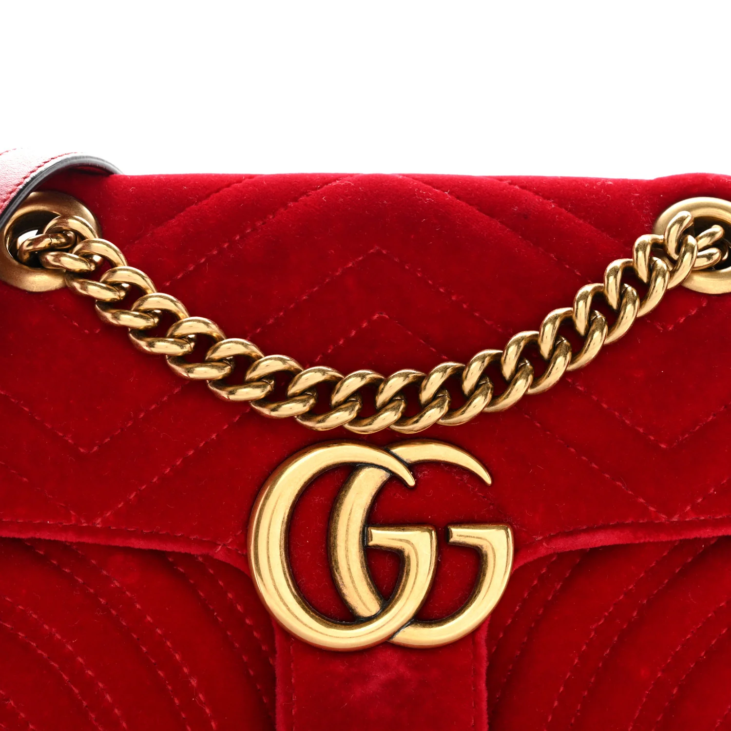 Velvet Matelasse Mini GG Marmont Shoulder Bag Hibiscus Red - Image 8