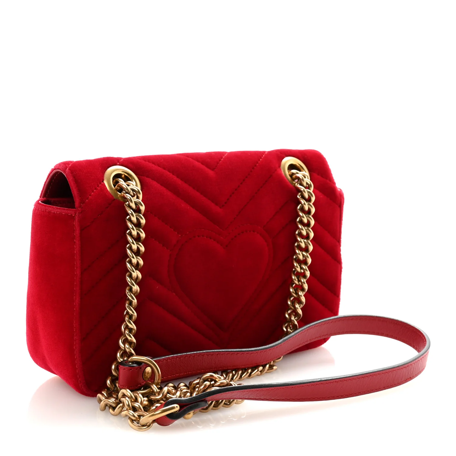 Velvet Matelasse Mini GG Marmont Shoulder Bag Hibiscus Red - Image 3