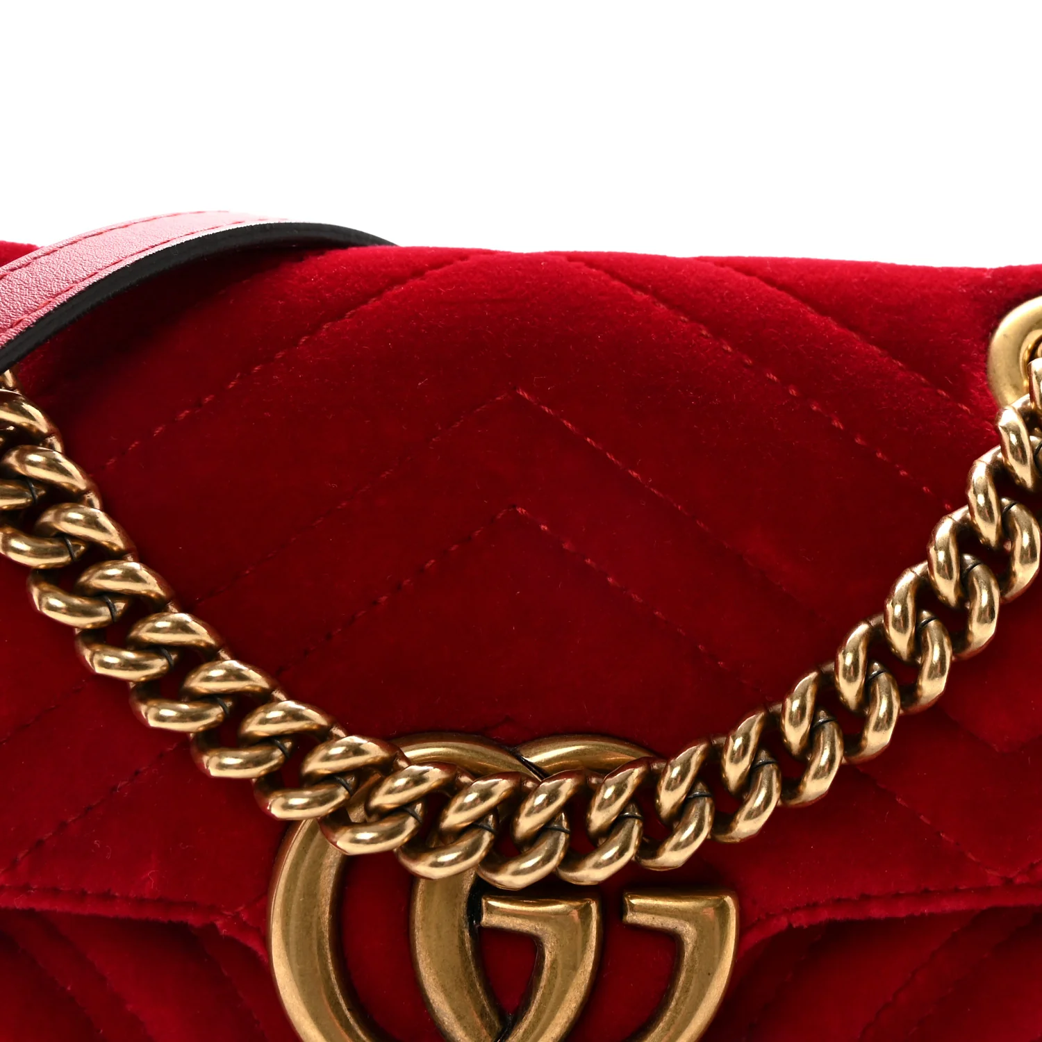Velvet Matelasse Mini GG Marmont Shoulder Bag Hibiscus Red - Image 8