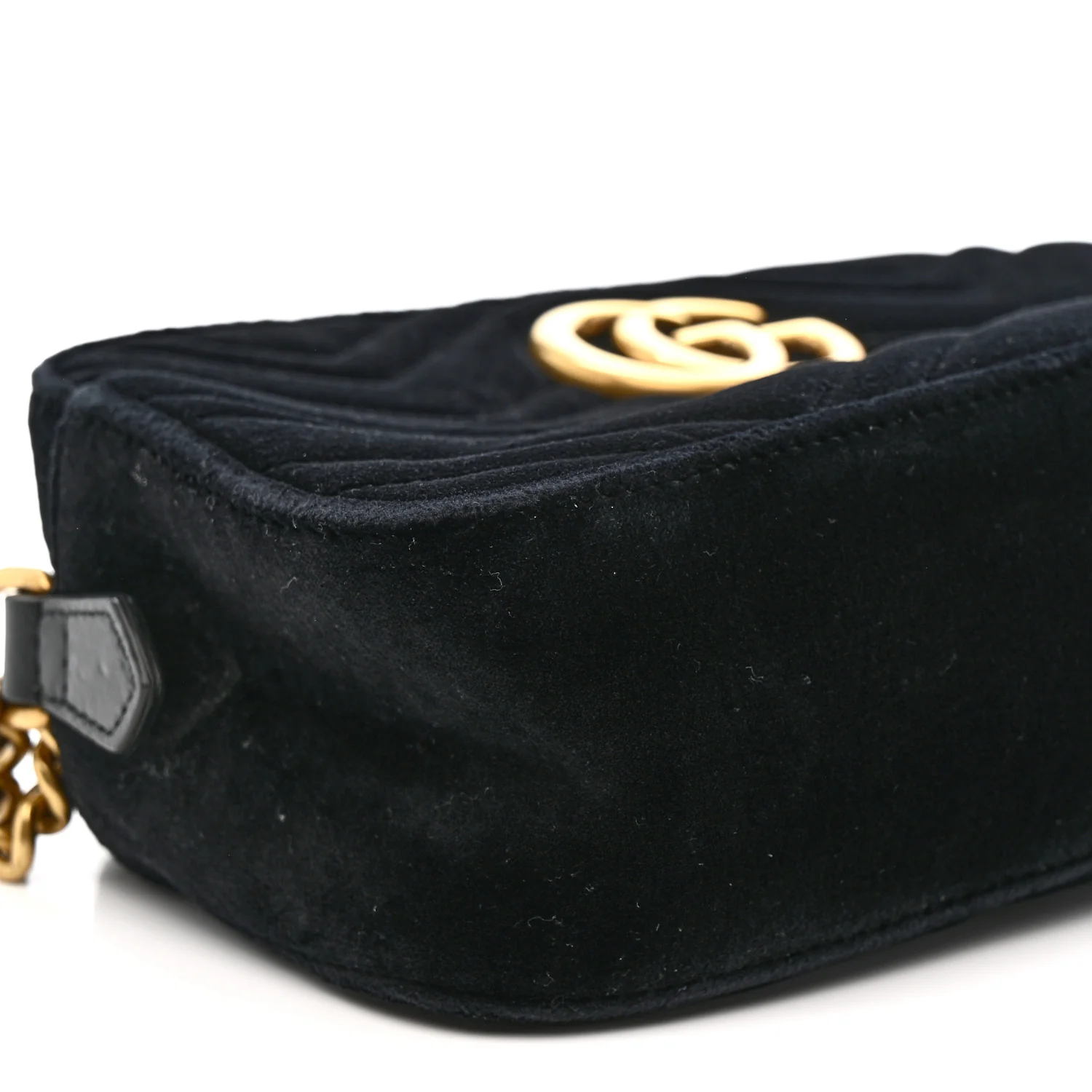 Velvet Matelasse Small GG Marmont Chain Shoulder Bag Black - Image 10