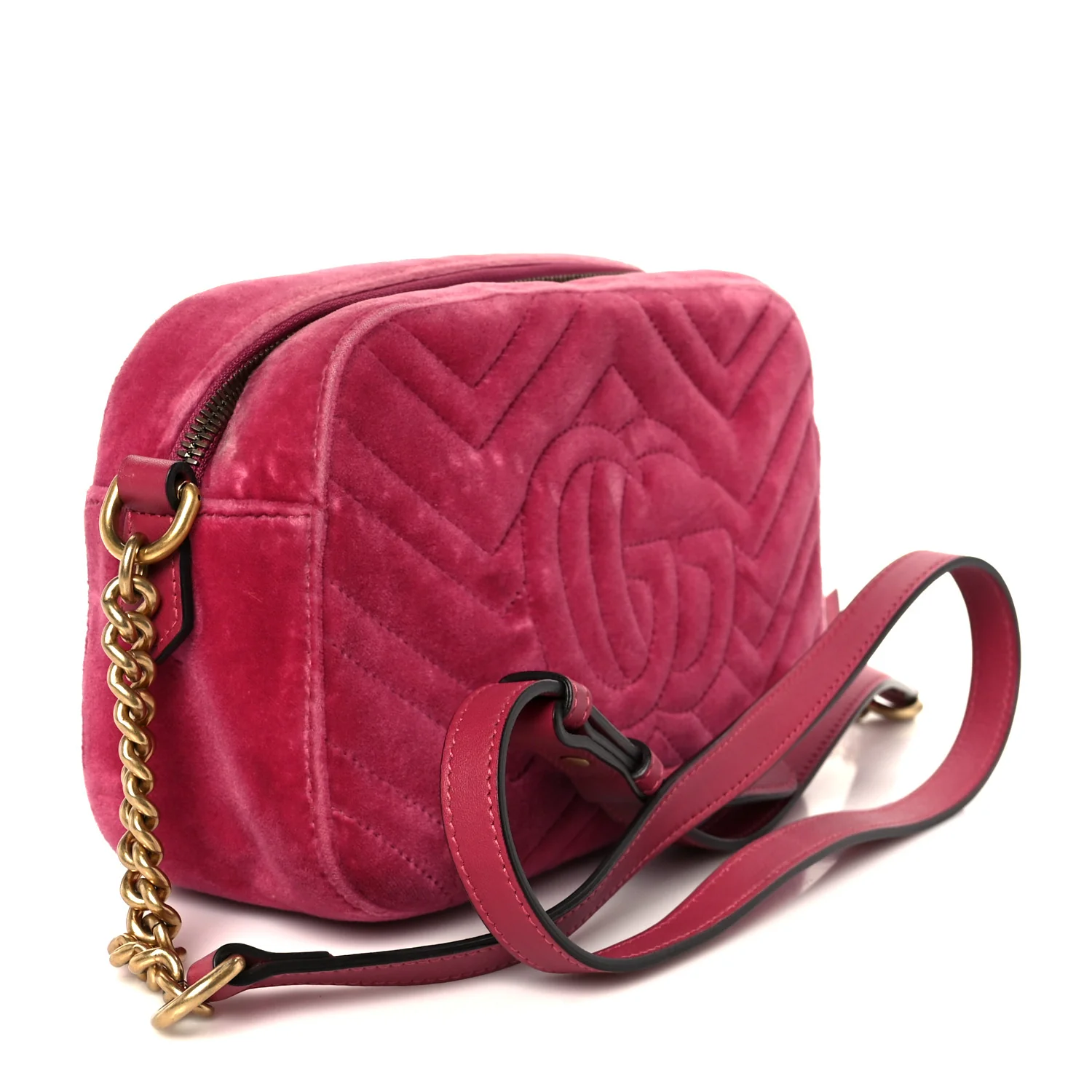 Velvet Matelasse Small GG Marmont Chain Shoulder Bag Light Raspberry Rose - Image 3