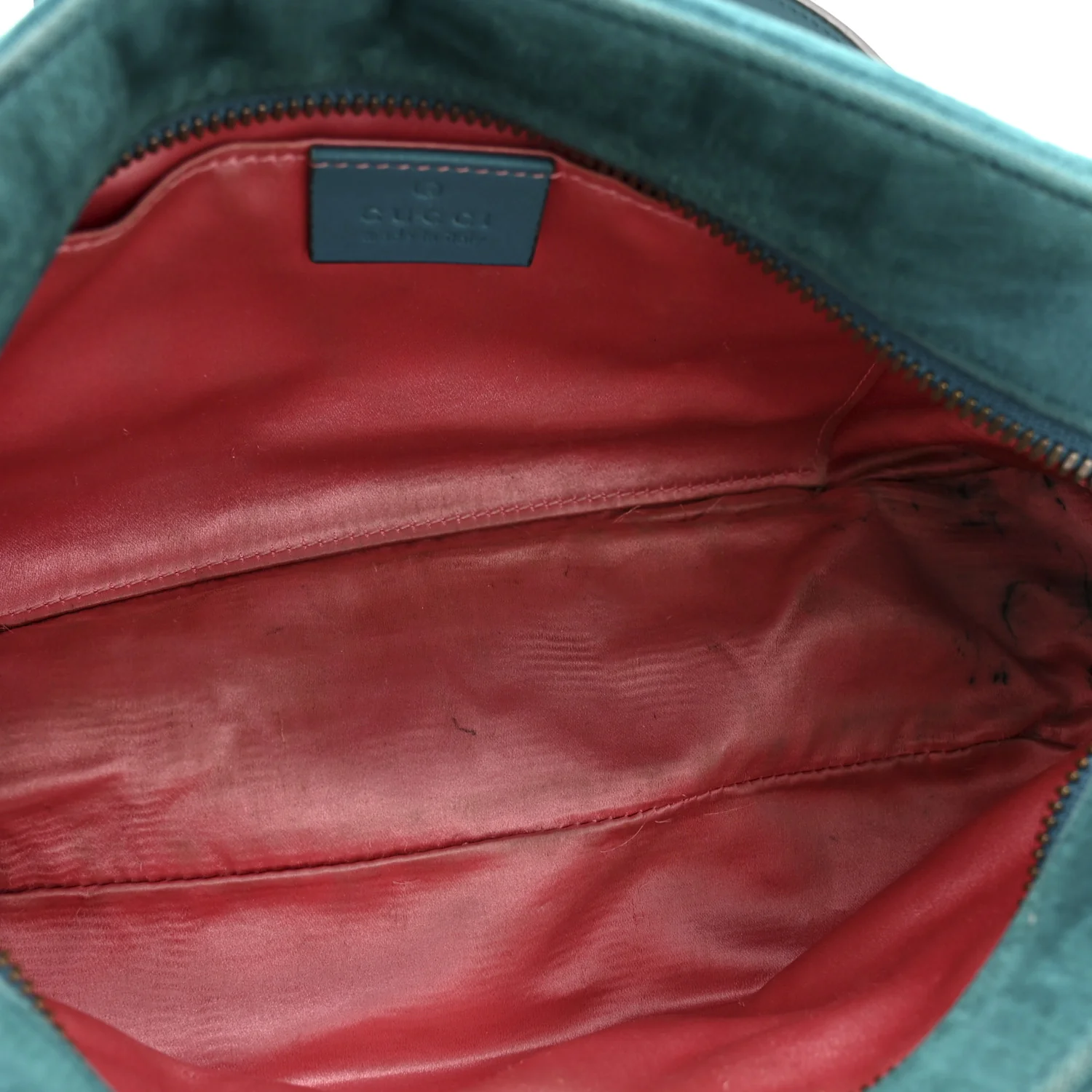 Velvet Matelasse Small GG Marmont Chain Shoulder Bag Pavone Cyan - Image 5