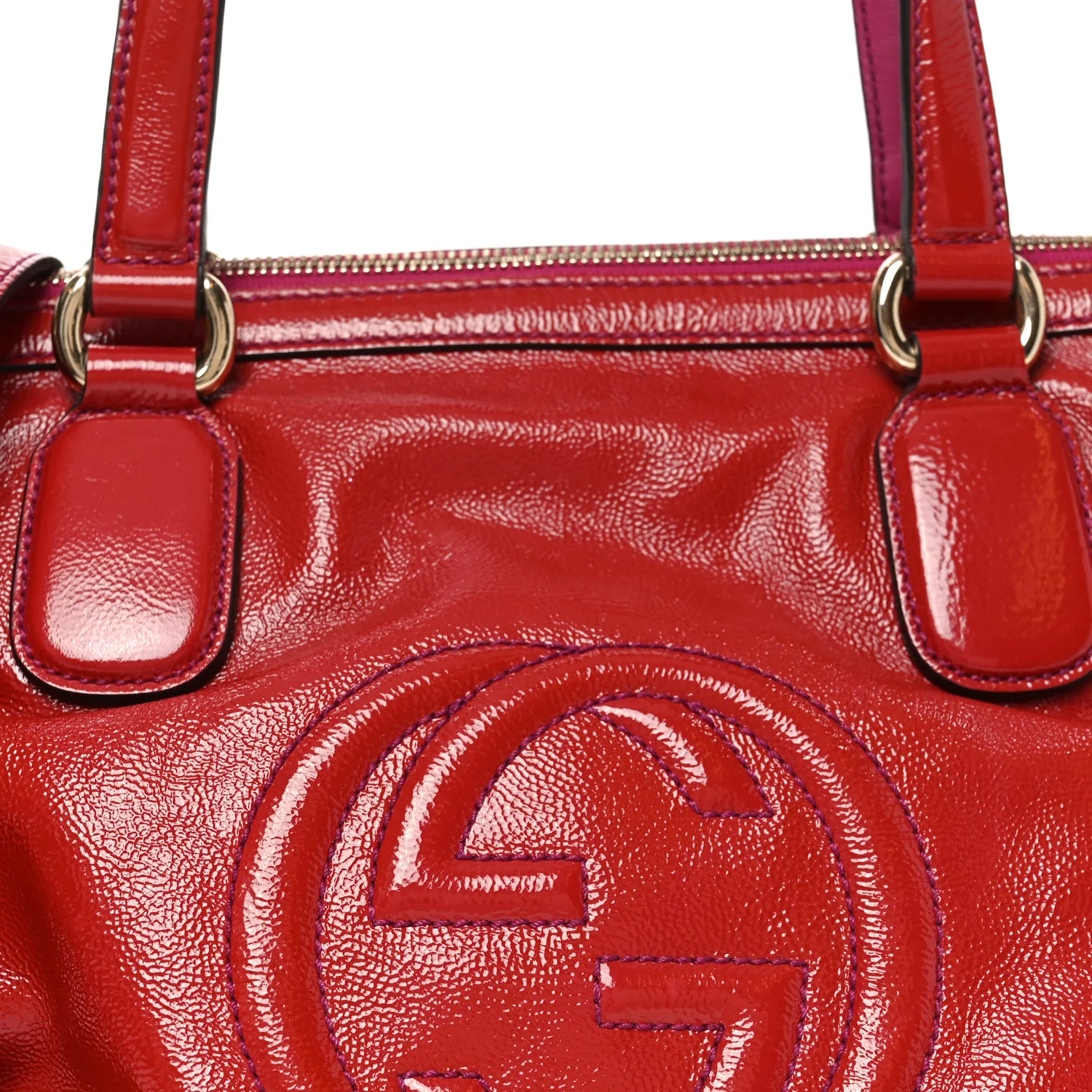 Vernice Naplack Small Soho Top Handle Satchel Uniform Red - Image 8