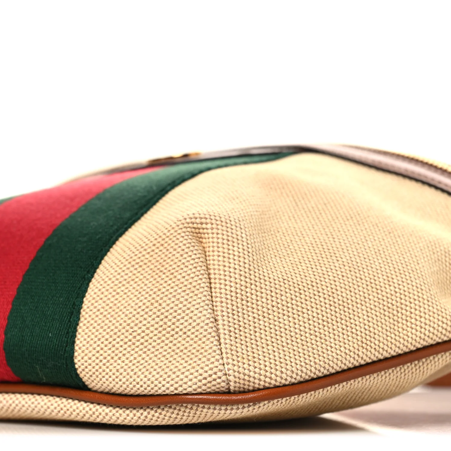 Vintage Canvas Web Belt Bag Sand Cuir - Image 10