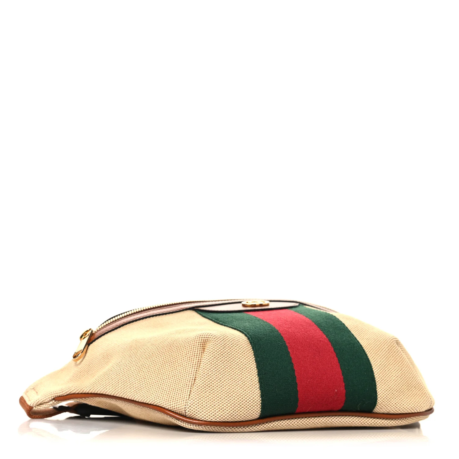 Vintage Canvas Web Belt Bag Sand Cuir - Image 4