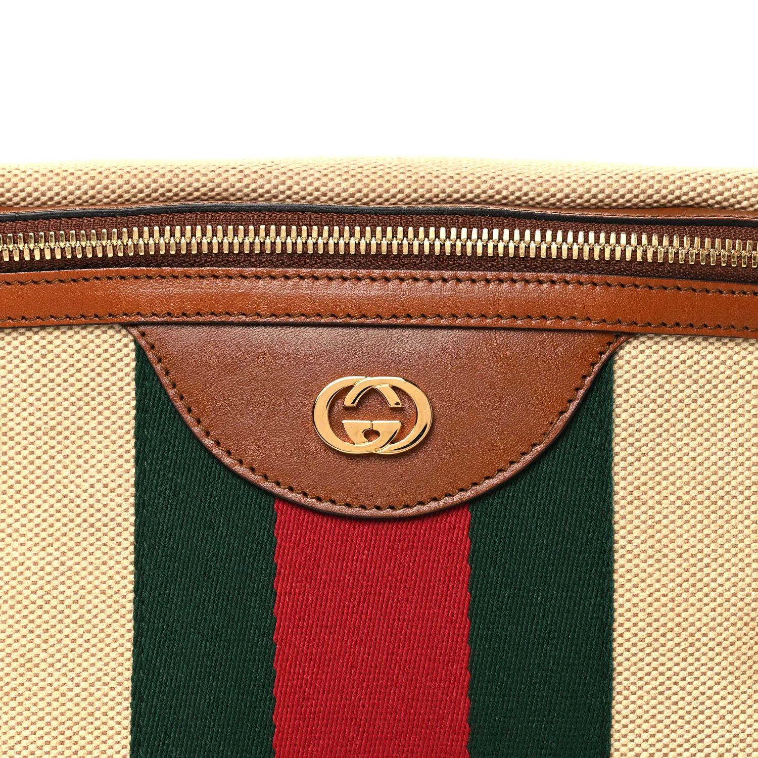 Vintage Canvas Web Belt Bag Sand Cuir - Image 8
