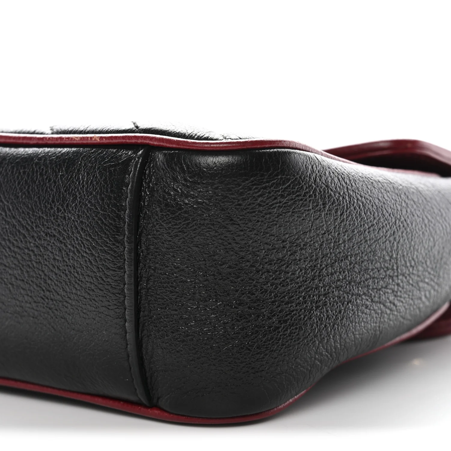 Vintage Effect Calfskin Matelasse Diagonal Small Torchon GG Marmont Shoulder Bag Black Romantic Cherry - Image 10