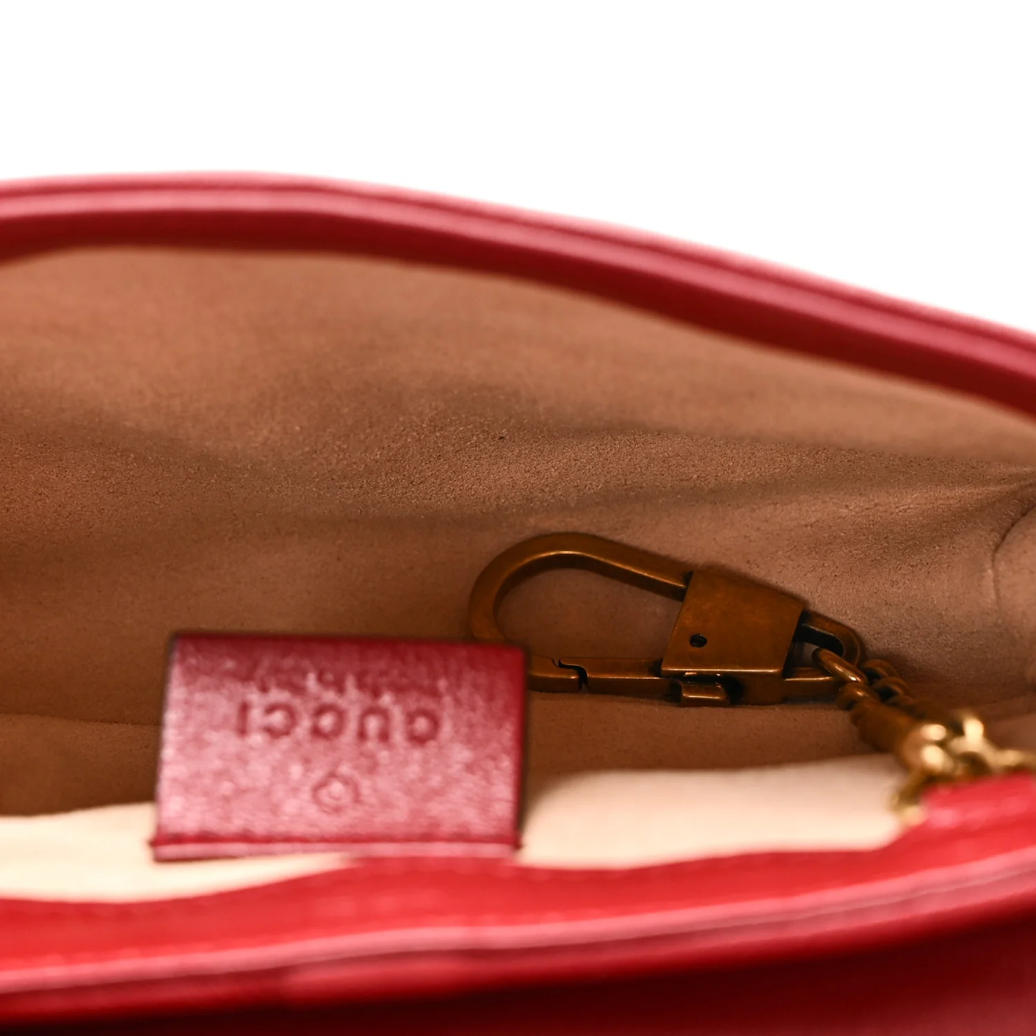 Vintage Effect Calfskin Matelasse Diagonal Super Mini Torchon GG Marmont Shoulder Bag Black Romantic Cherry - Image 5