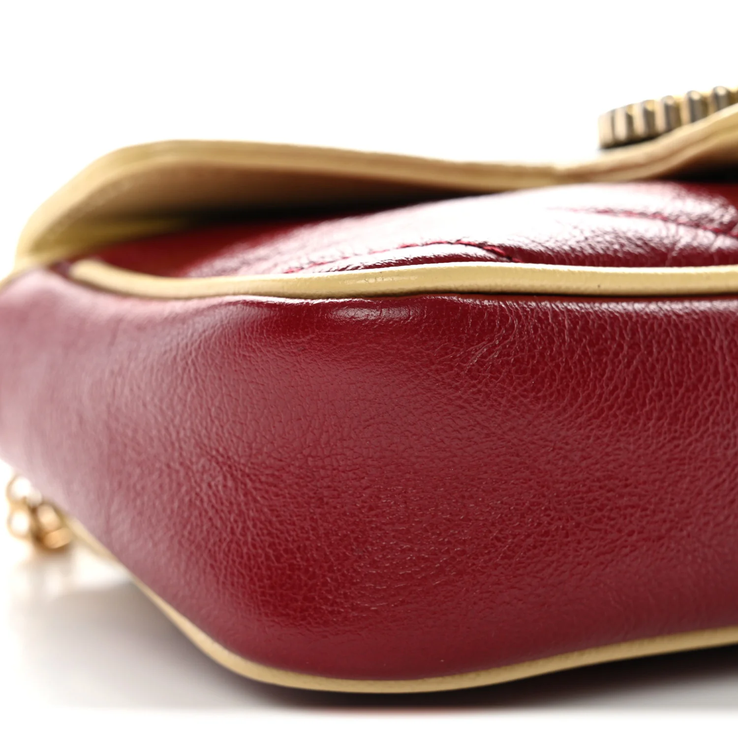 Vintage Effect Calfskin Matelasse Super Mini Torchon GG Marmont Shoulder Bag Black Beige - Image 9