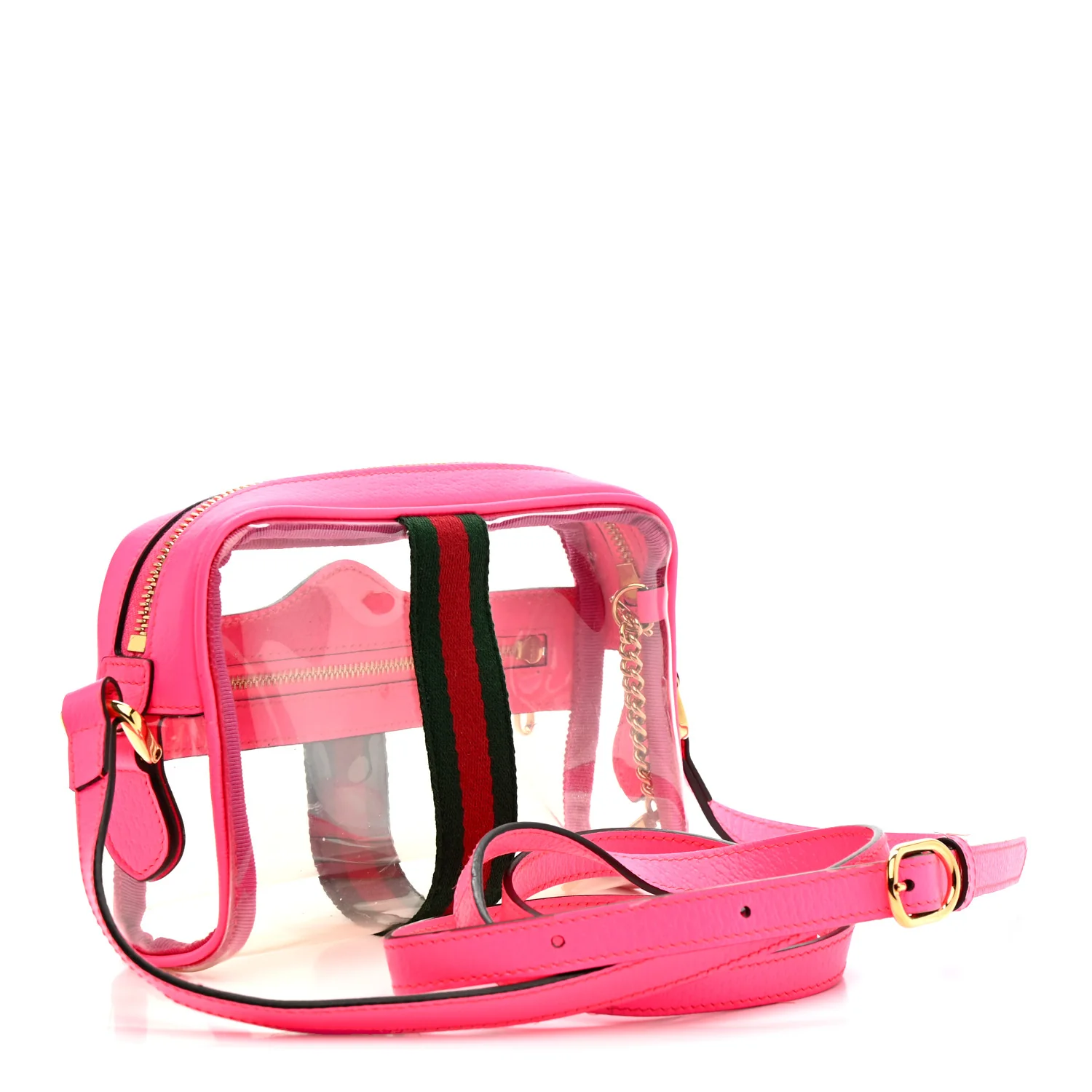 Vinyl Web Mini Ophidia Transparent Shoulder Bag Fluorescent Fuchsia - Image 4