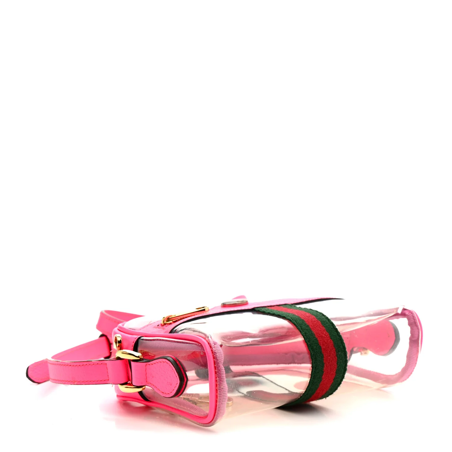 Vinyl Web Mini Ophidia Transparent Shoulder Bag Fluorescent Fuchsia - Image 6