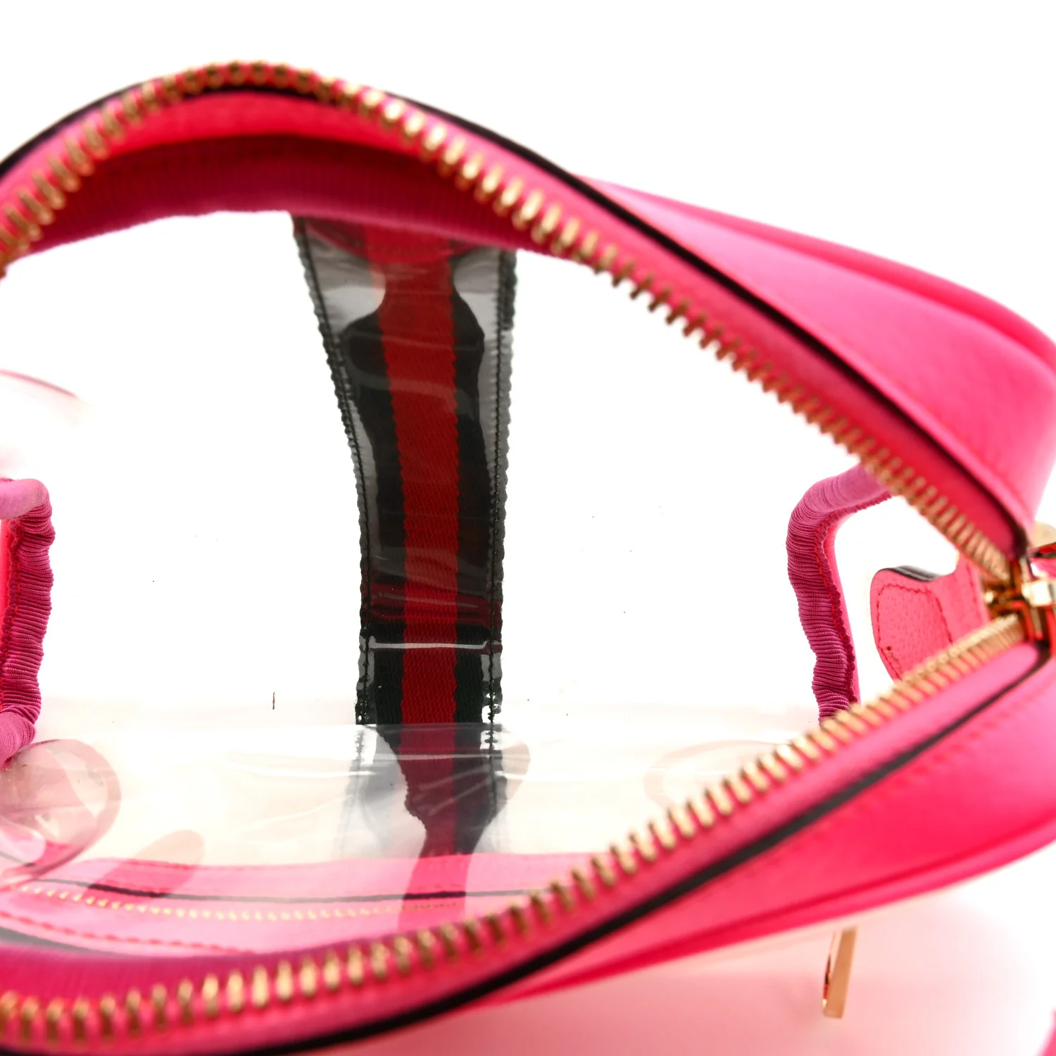 Vinyl Web Mini Ophidia Transparent Shoulder Bag Fluorescent Fuchsia - Image 9