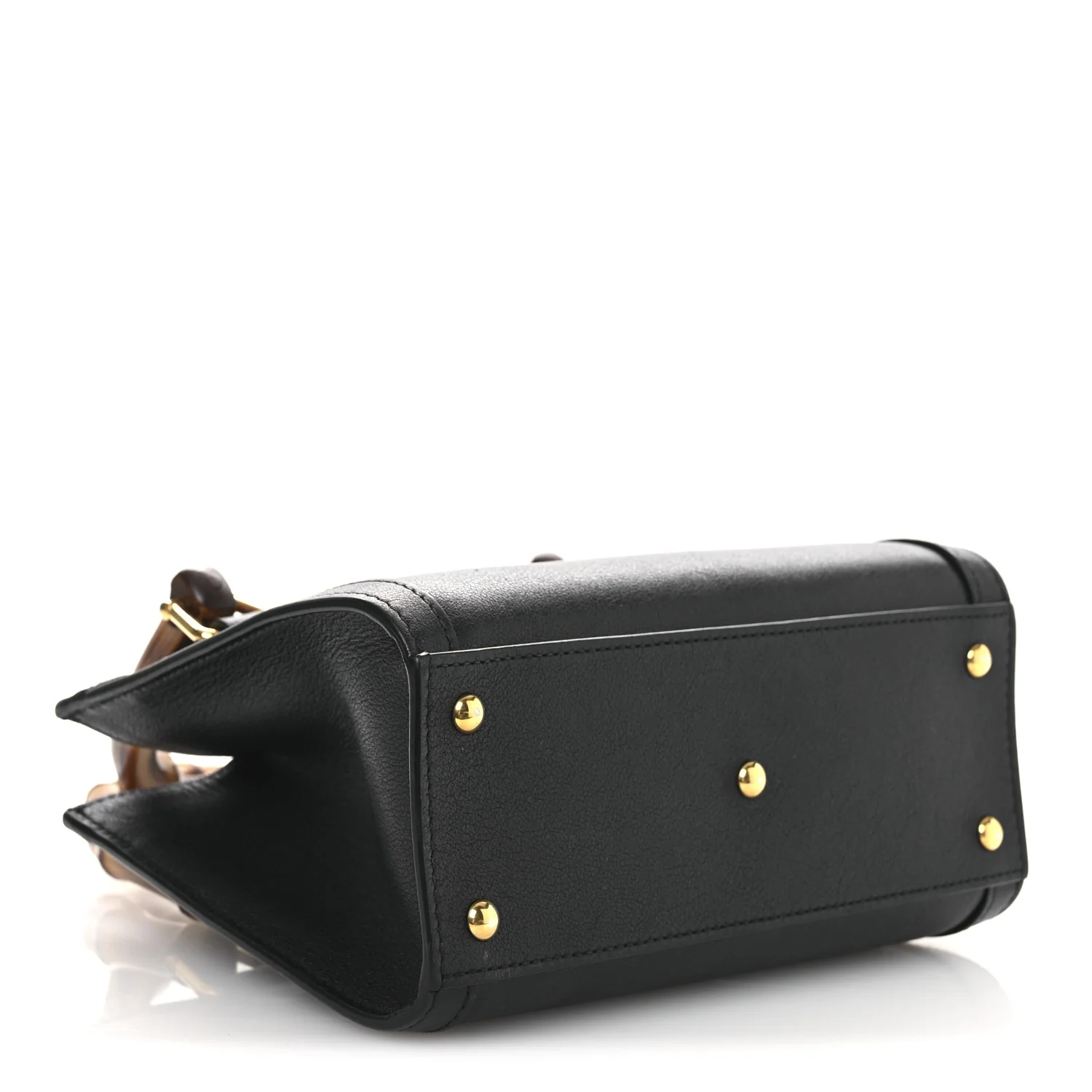 Wonka Grain Calfskin Mini Diana Tote Bag Black Yellow Fluo - Image 4