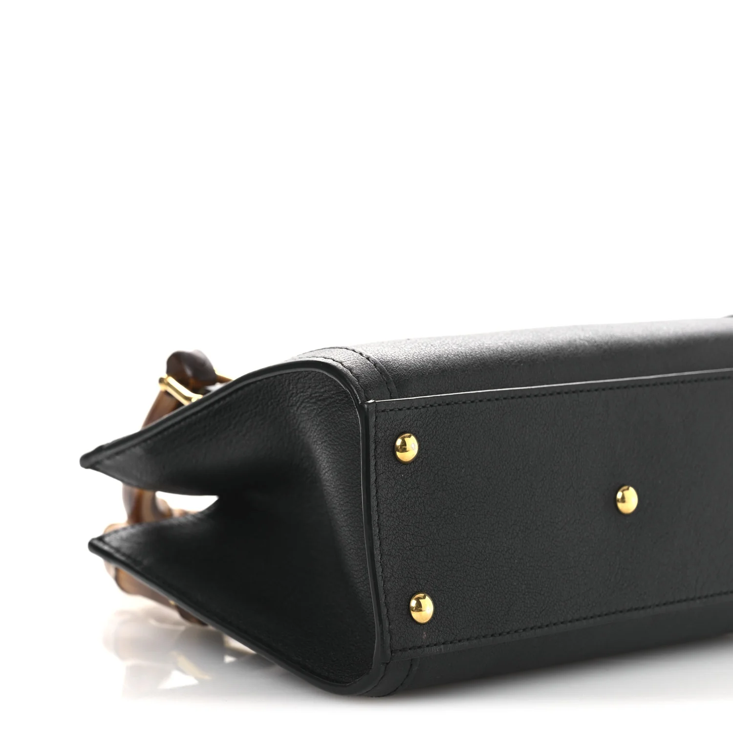 Wonka Grain Calfskin Mini Diana Tote Bag Black Yellow Fluo - Image 9