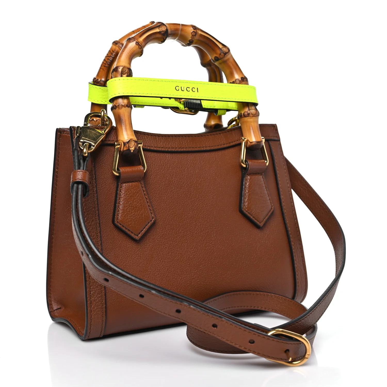 Wonka Grain Calfskin Mini Diana Tote Bag Cuir Yellow Fluo - Image 3