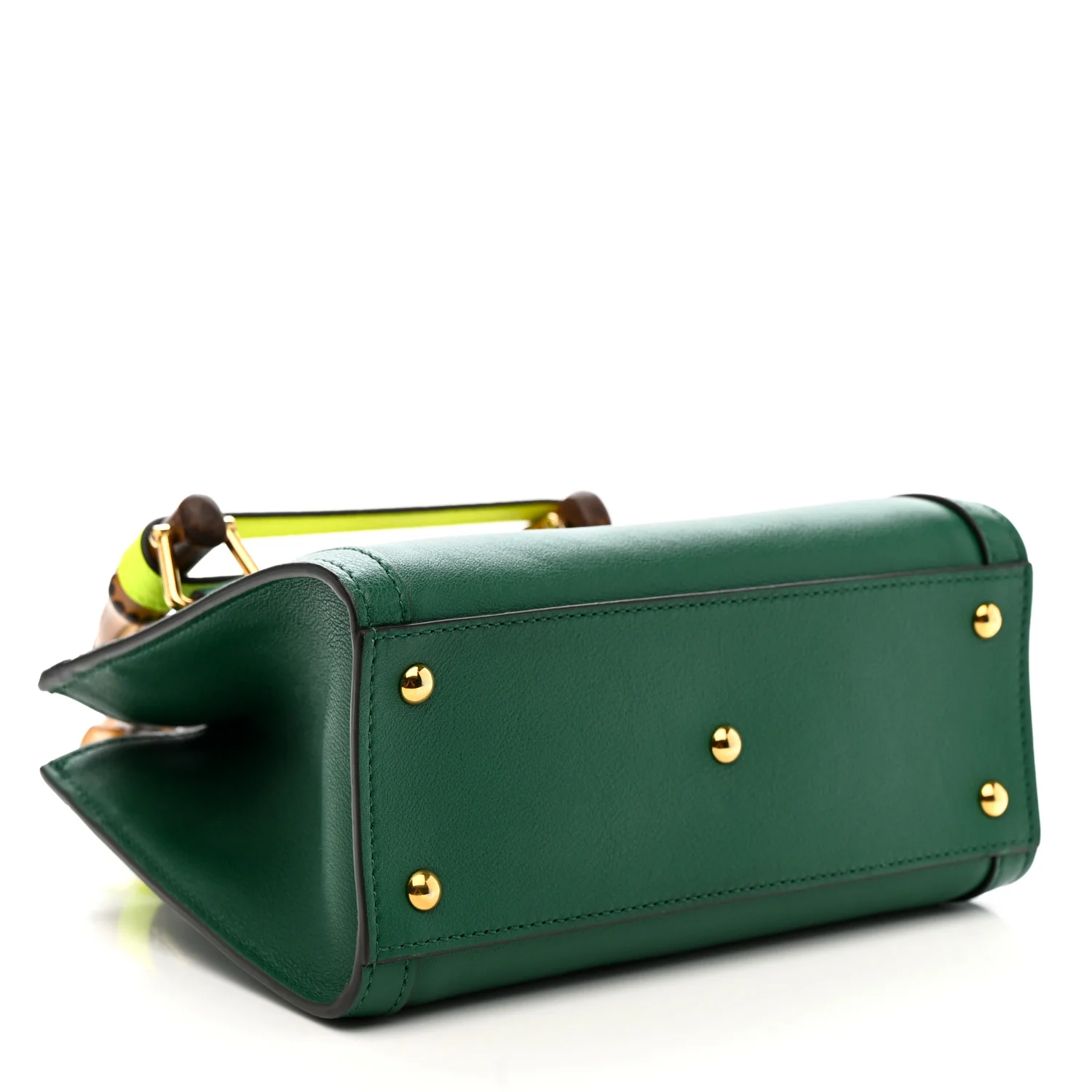 Wonka Grain Calfskin Mini Diana Tote Bag Green Yellow Fluo - Image 4