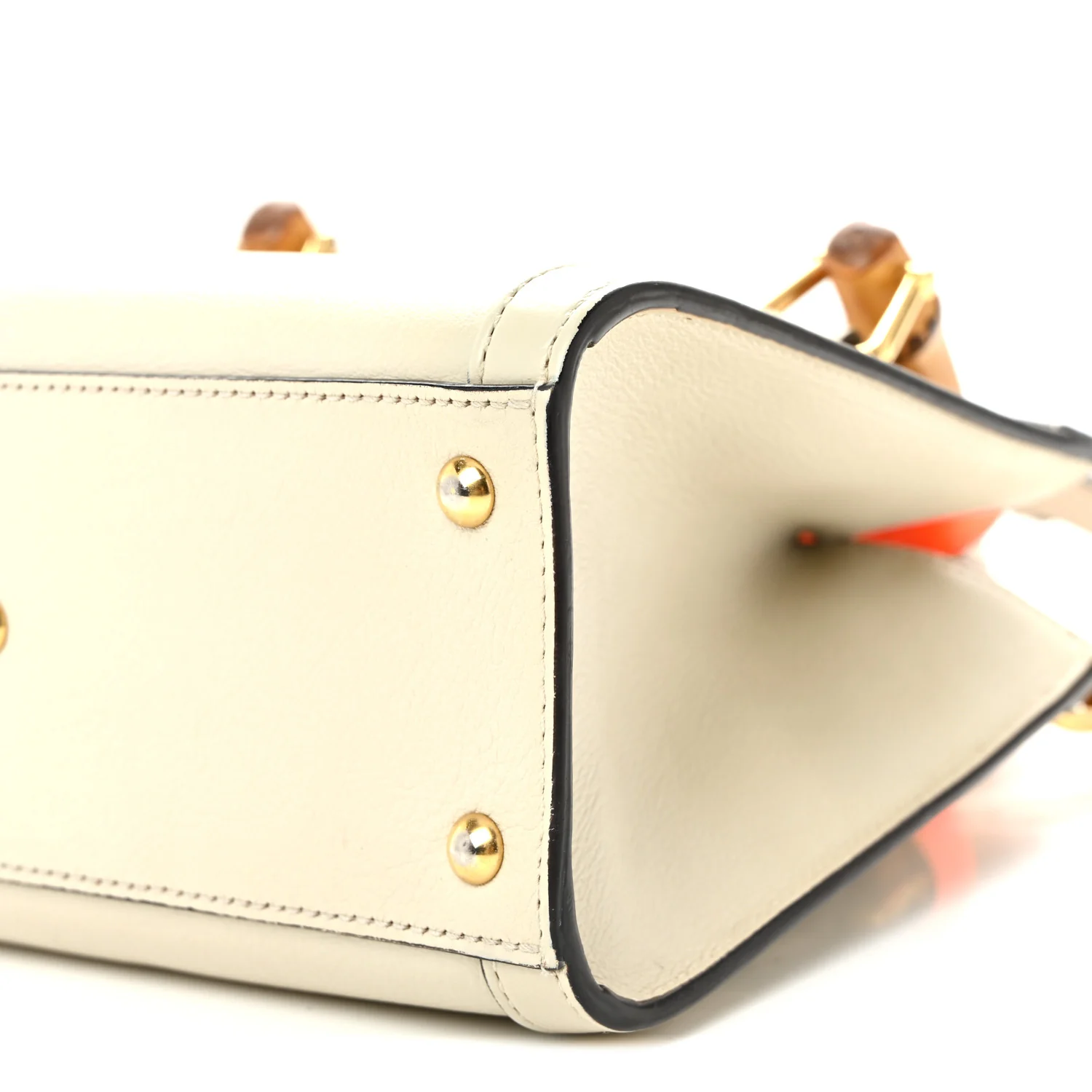 Wonka Grain Calfskin Mini Diana Tote Bag Mystic White Orange Fluo - Image 10