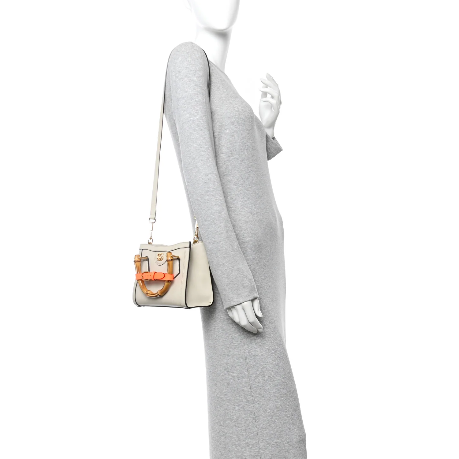 Wonka Grain Calfskin Mini Diana Tote Bag Mystic White Orange Fluo - Image 2