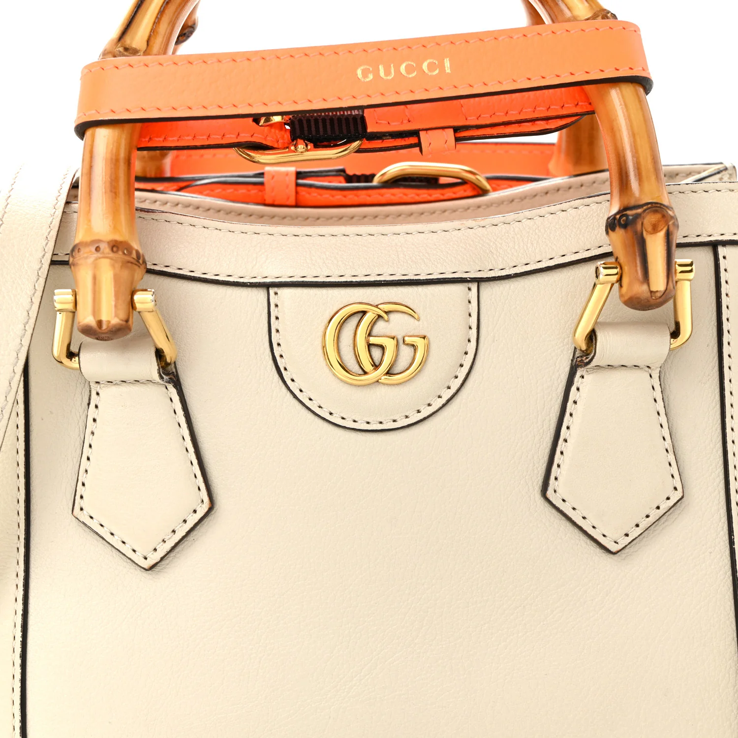 Wonka Grain Calfskin Mini Diana Tote Bag Mystic White Orange Fluo - Image 8