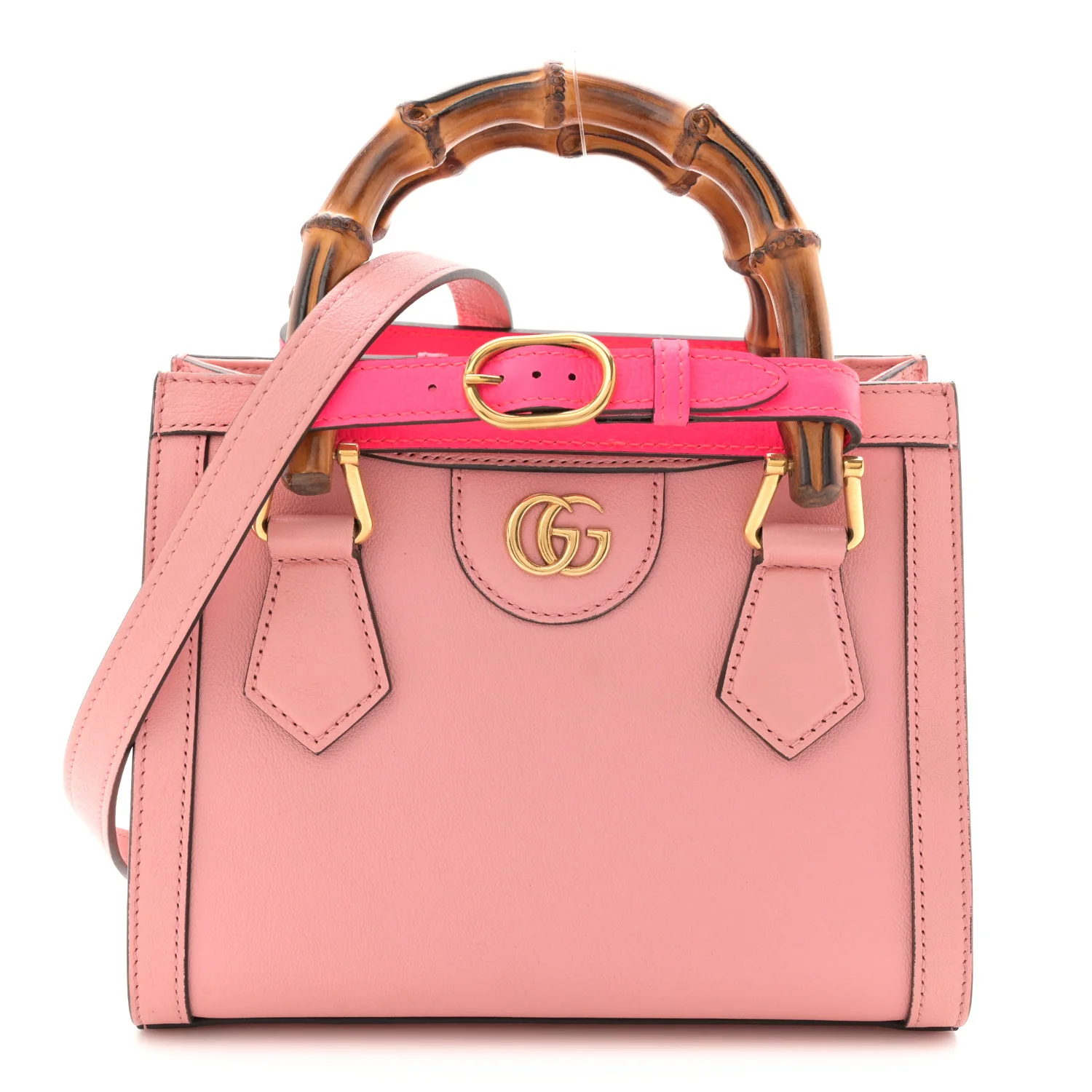 Wonka Grain Calfskin Mini Diana Tote Bag Wild Rose Fuxia Fluo
