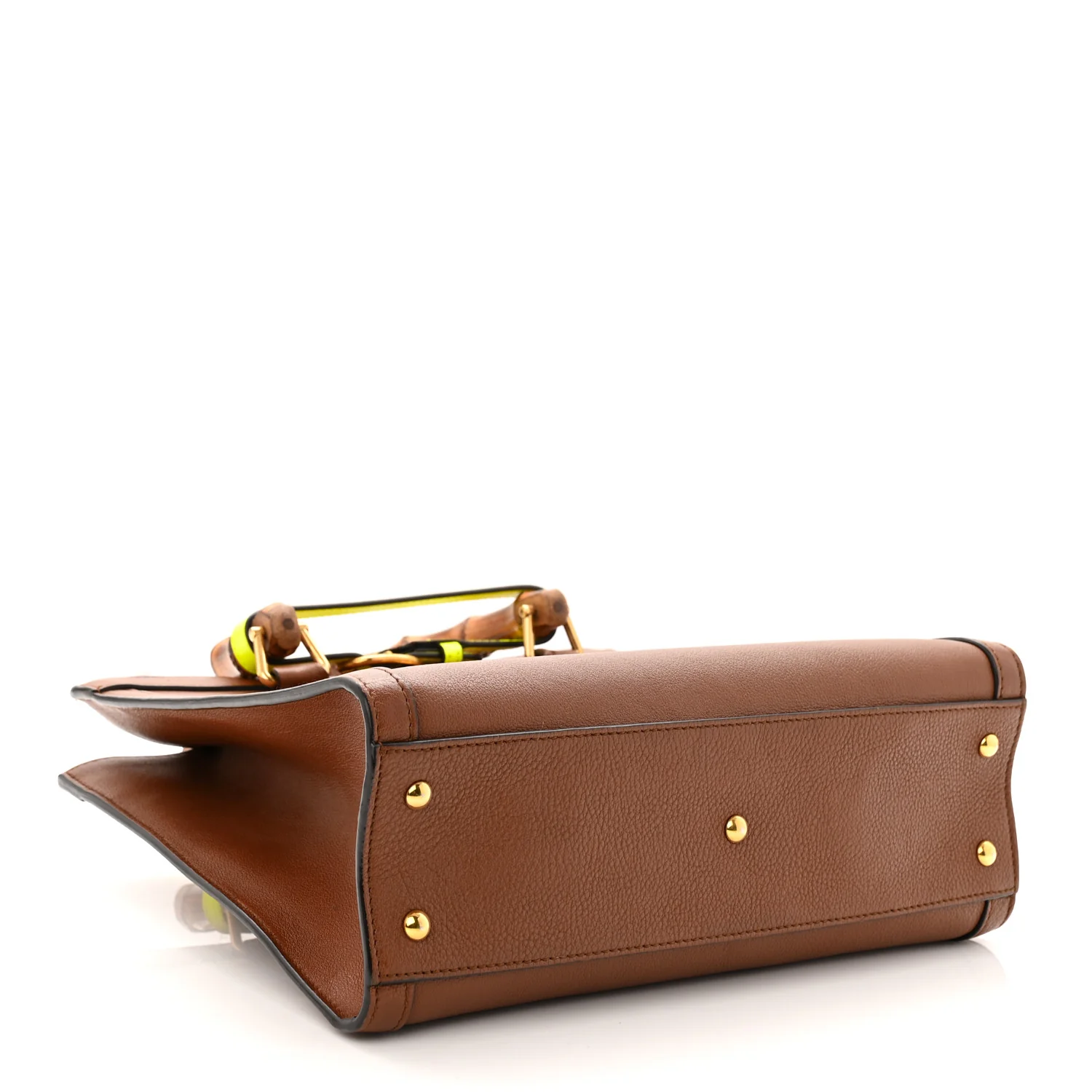 Wonka Grain Calfskin Small Diana Tote Bag Cuir Yellow Fluo - Image 4