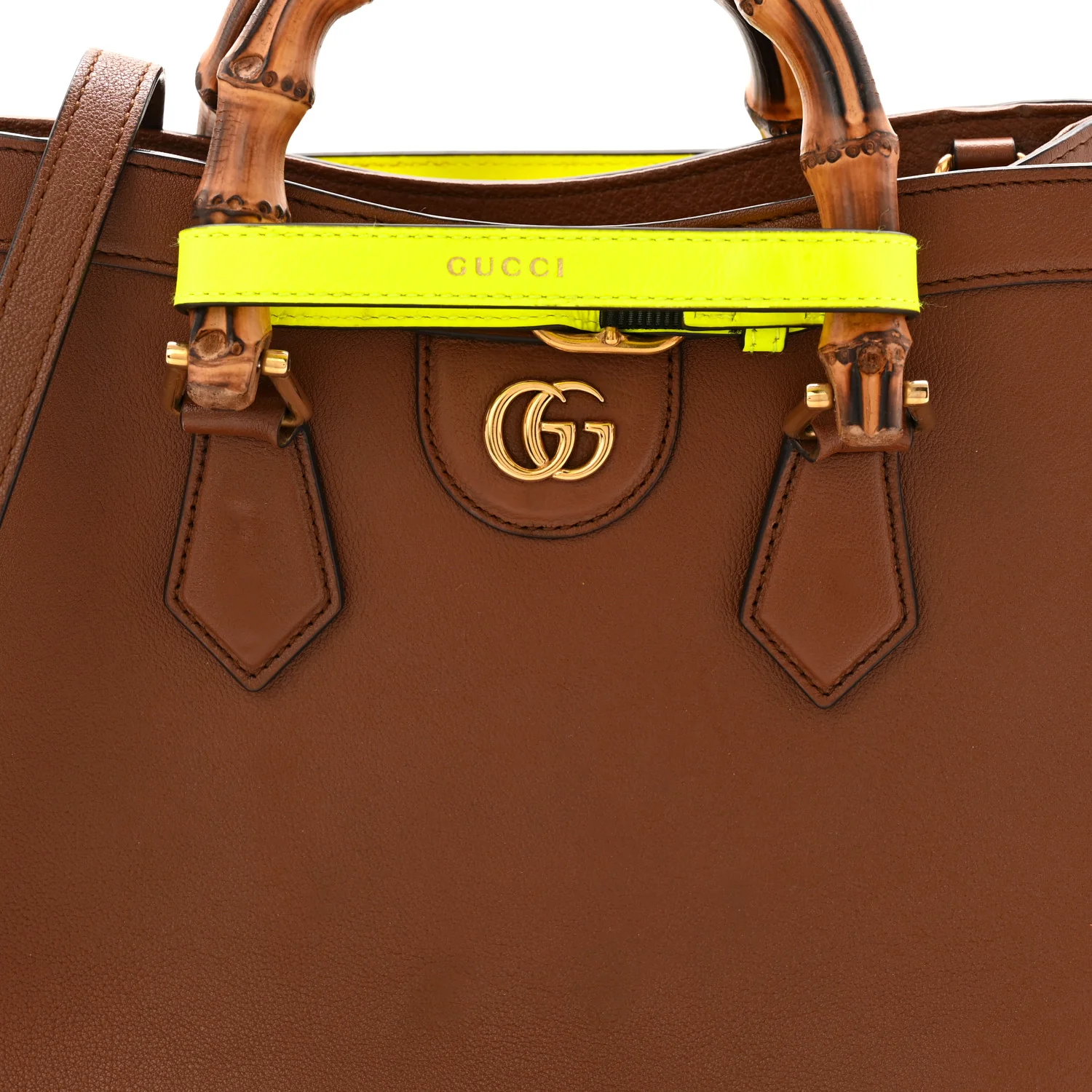Wonka Grain Calfskin Small Diana Tote Bag Cuir Yellow Fluo - Image 8