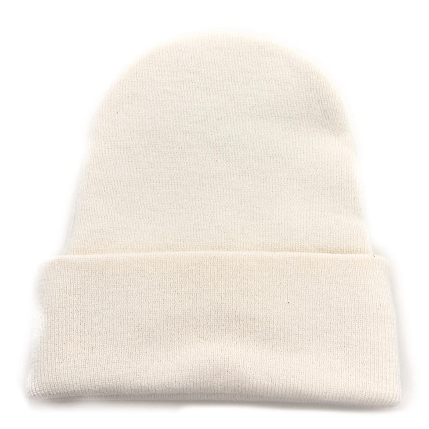 Wool Knit Logo Embroidered Beanie Hat Ivory - Image 3