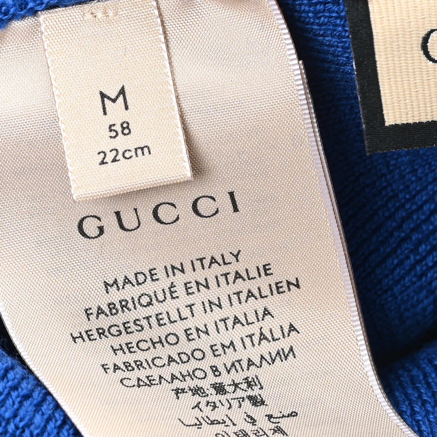 Wool Knit Logo Embroidered Beanie Hat M Blue - Image 4