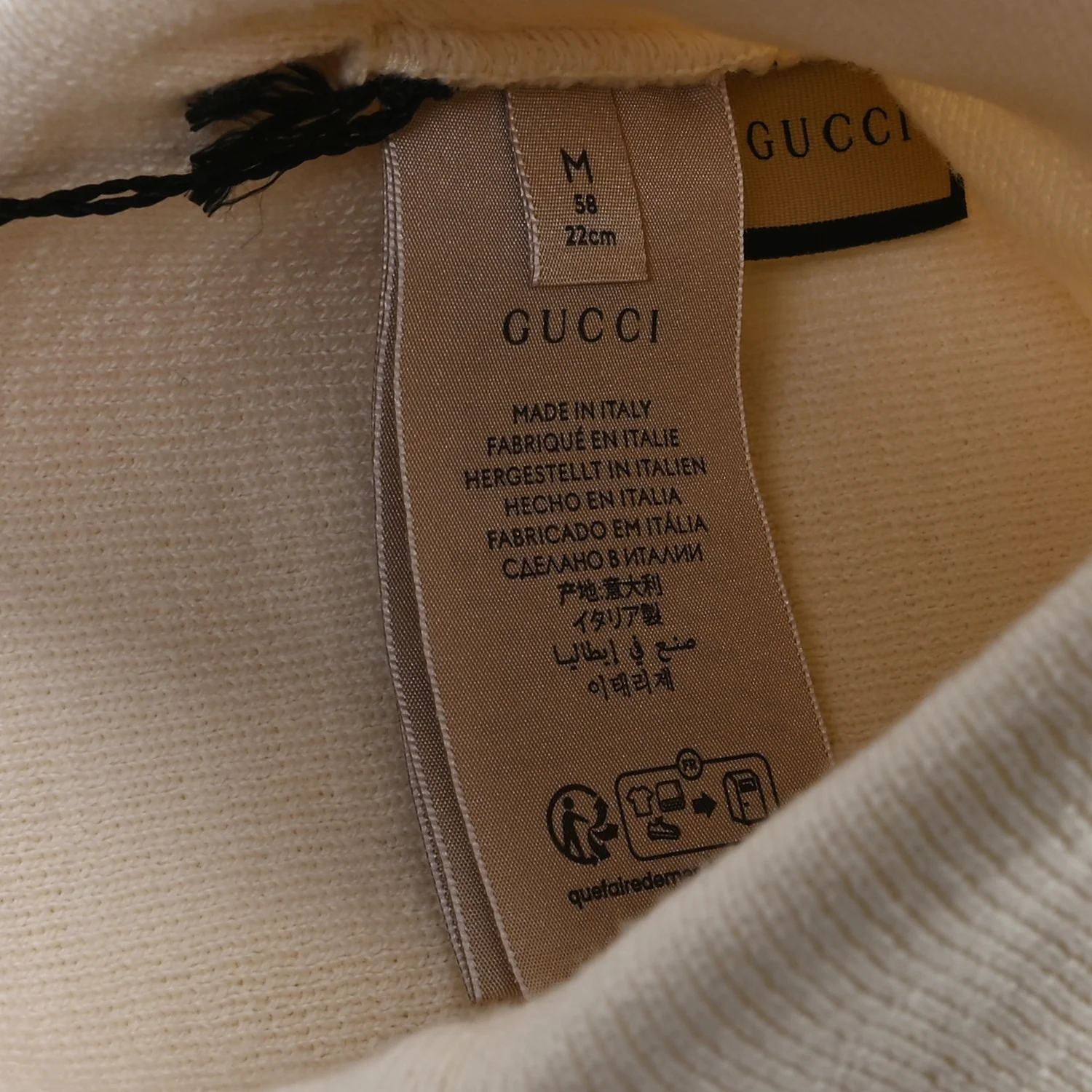 Wool Knit Logo Embroidered Beanie Hat M Ivory - Image 5