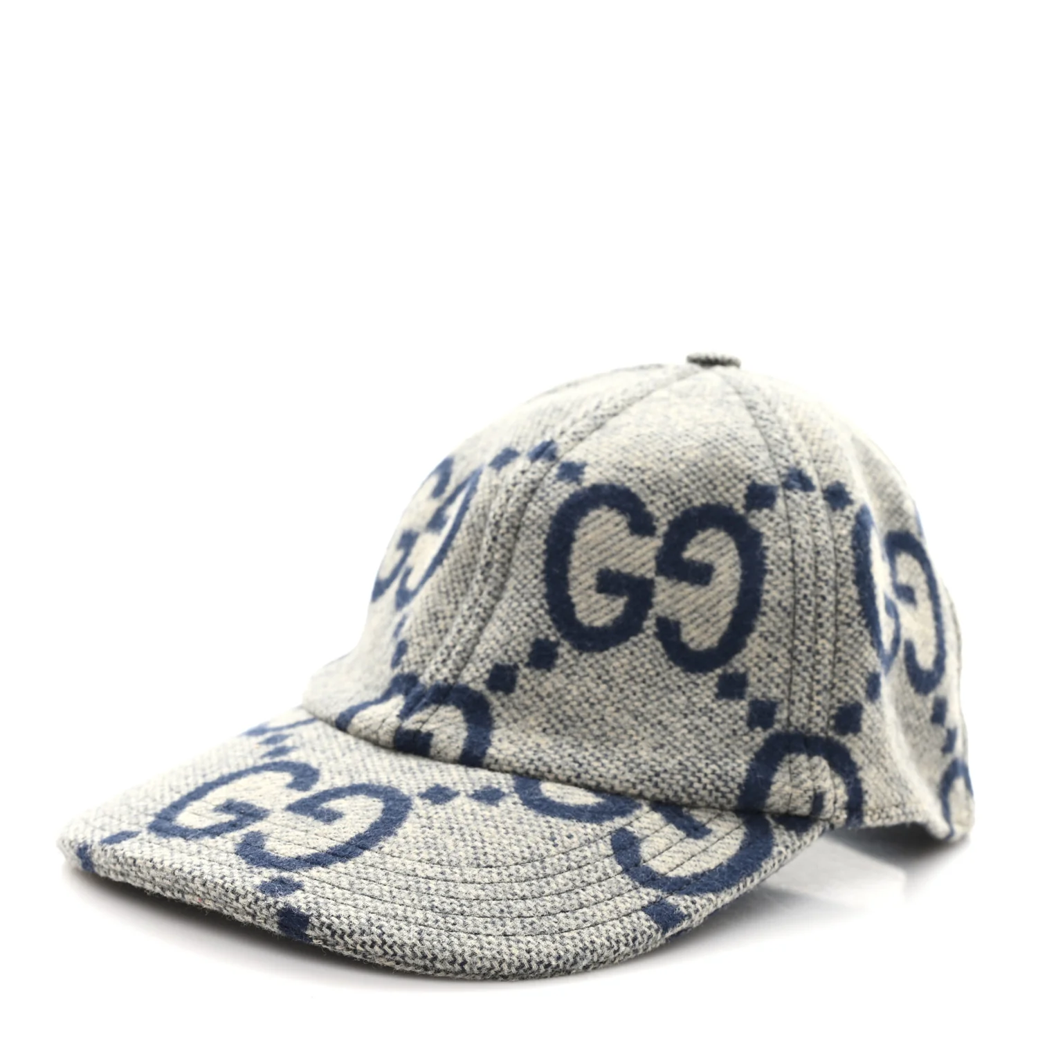 Wool Monogram Jumbo GG Antonio Baseball Hat M Grey