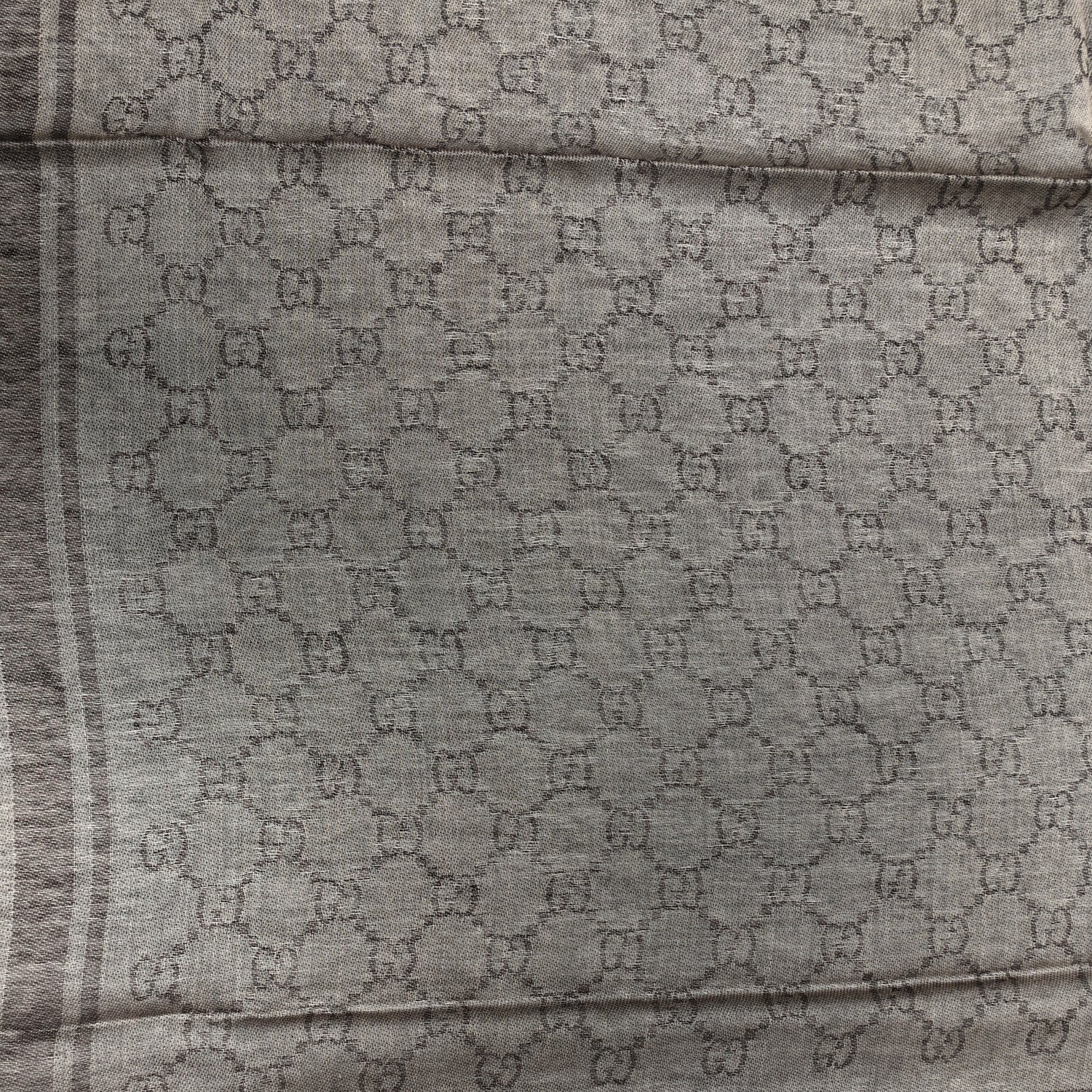 Wool Silk GG Monogram Diamante Plaid Surviee Shawl Beige Dark Brown - Image 3