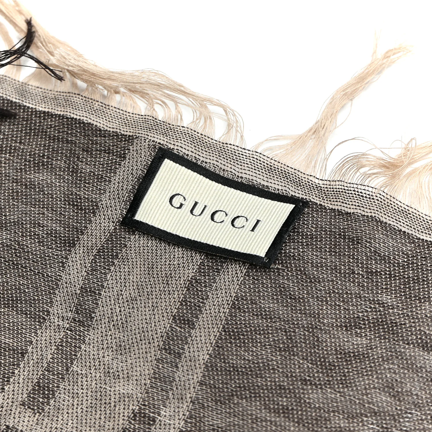 Wool Silk GG Monogram Diamante Plaid Surviee Shawl Beige Dark Brown - Image 6