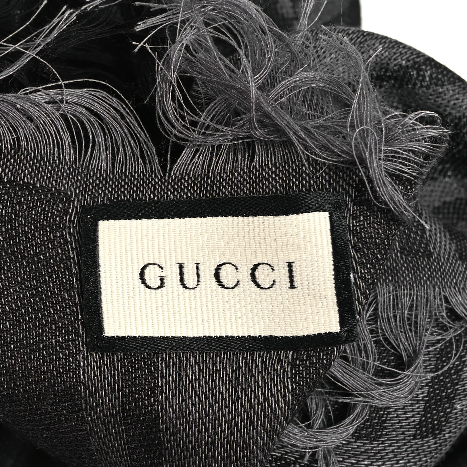 Wool Silk GG Monogram Diamante Plaid Surviee Shawl Graphite Black - Image 2