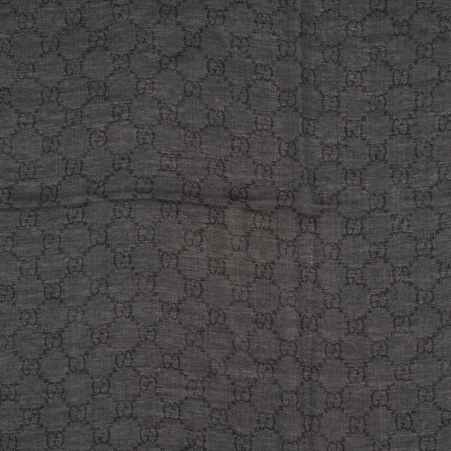 Wool Silk GG Monogram Diamante Plaid Surviee Shawl Graphite Black - Image 4