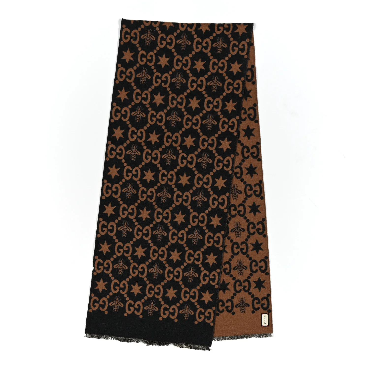 Wool Silk GG Monogram Fly Constellation Scarf Brown Black - Image 2