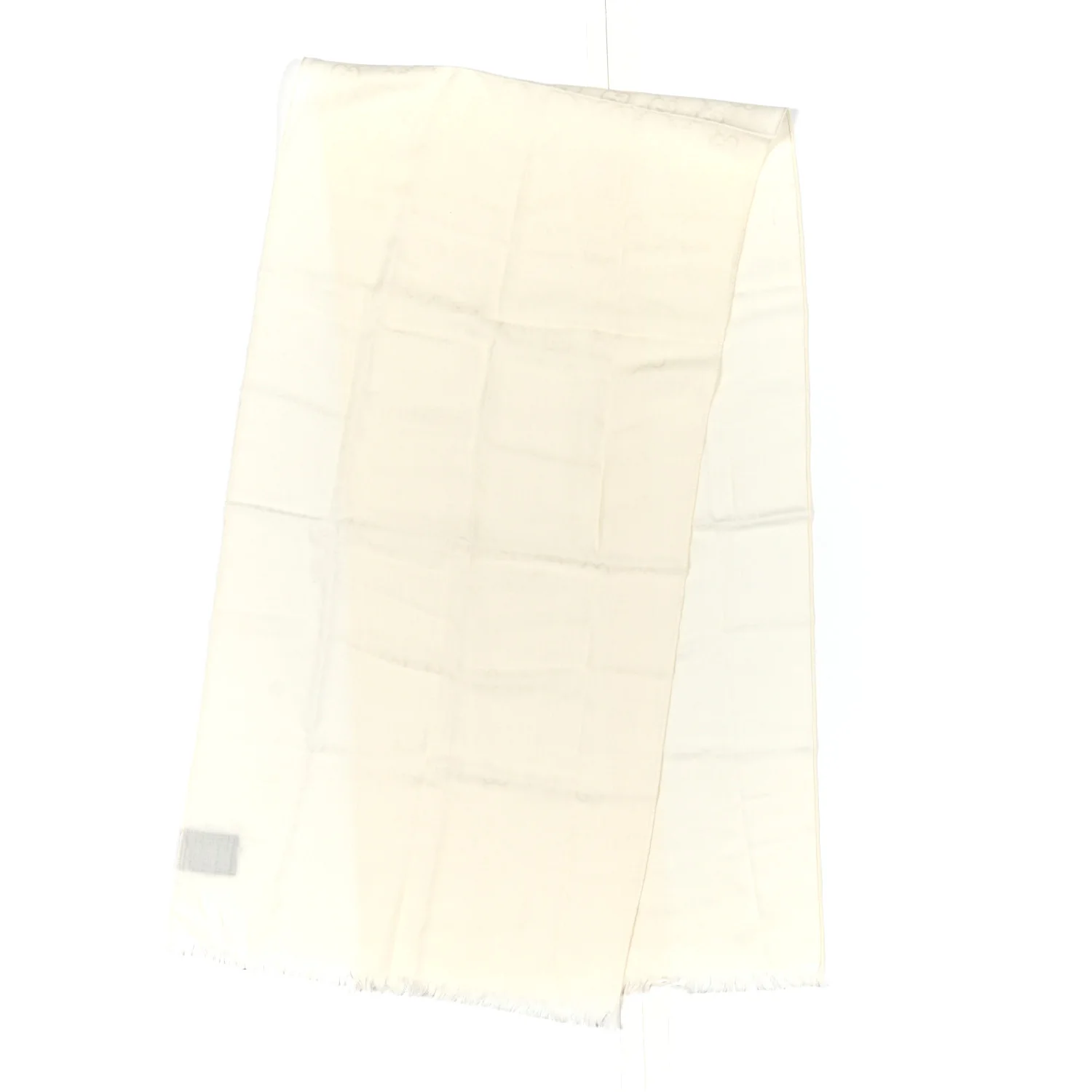 Wool Silk GG Monogram GGNat Fringe Scarf White - Image 3
