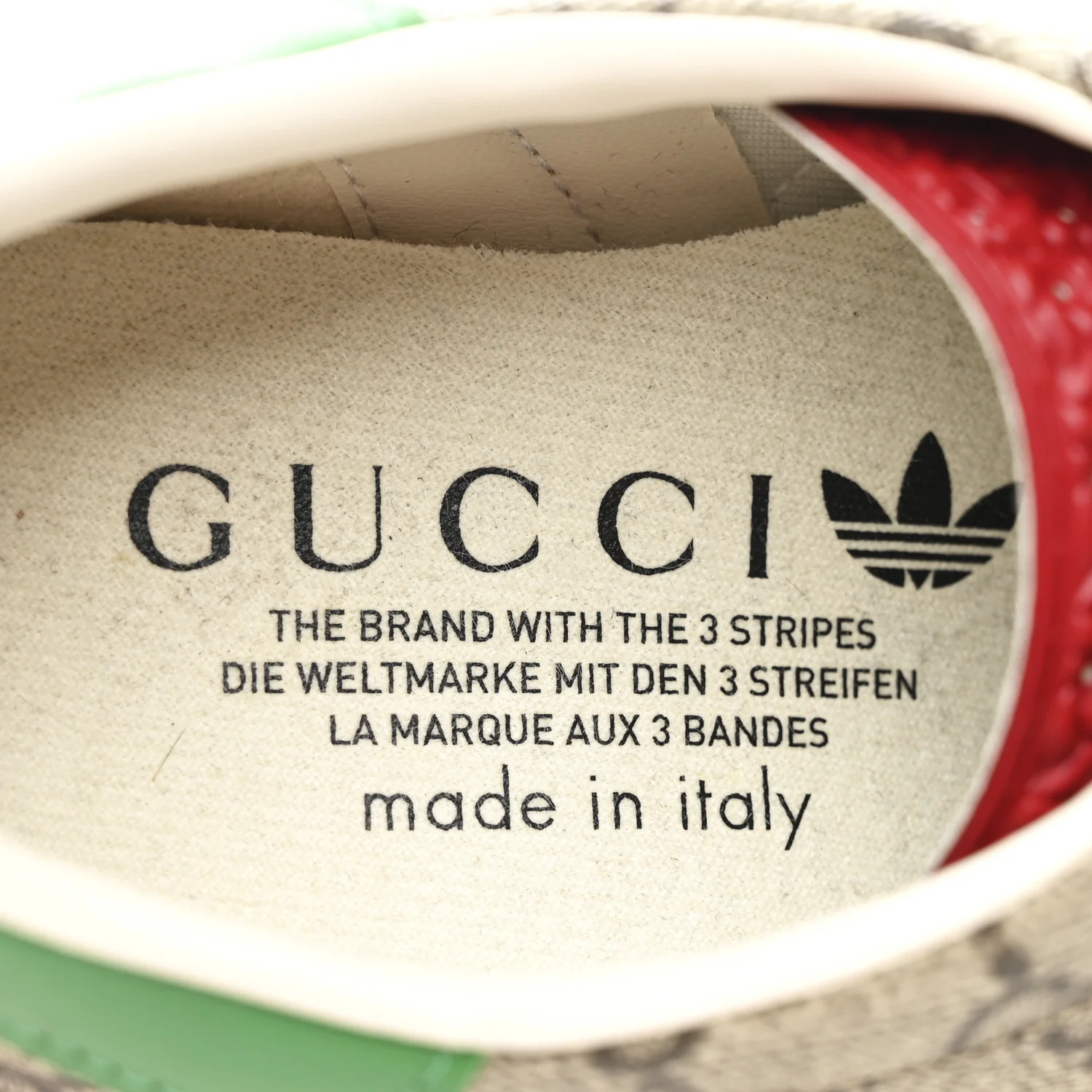 X ADIDAS GG Supreme Monogram Gazelle Wedge Sneakers 36.5 Beige Ebony Off White New Shamarock - Image 8