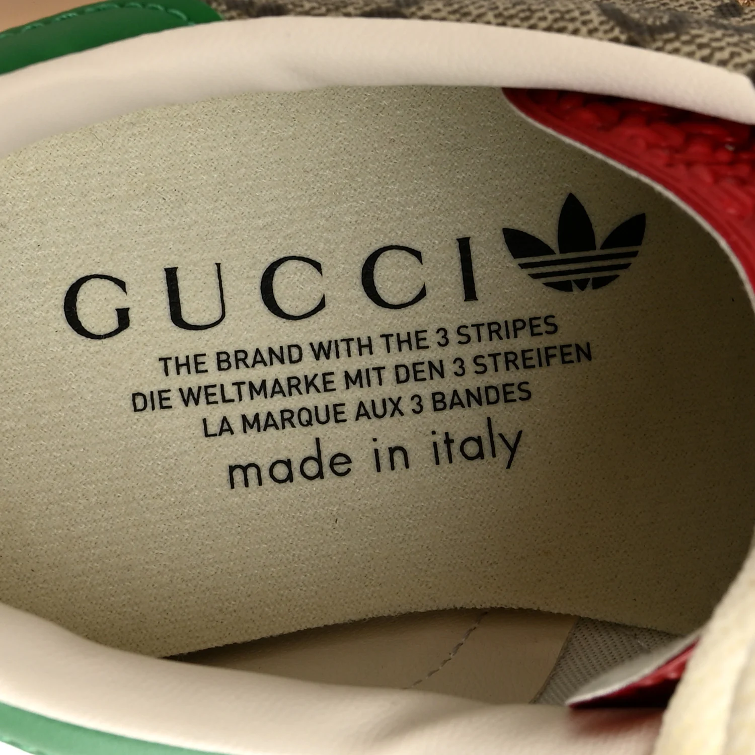 X ADIDAS GG Supreme Monogram Mens Gazelle Sneakers 8.5 Beige Ebony Off White New Shamarock - Image 7