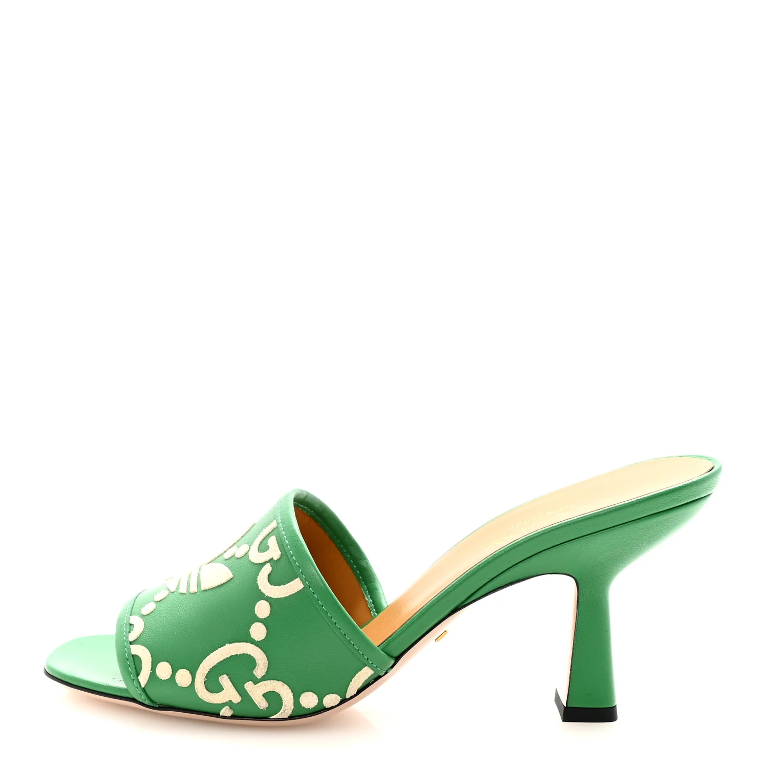 X ADIDAS Nappa Charlotte Suede Monogram Jumbo GG Trefoil 75mm Slide Sandals 38 New Shamarock Ivoire